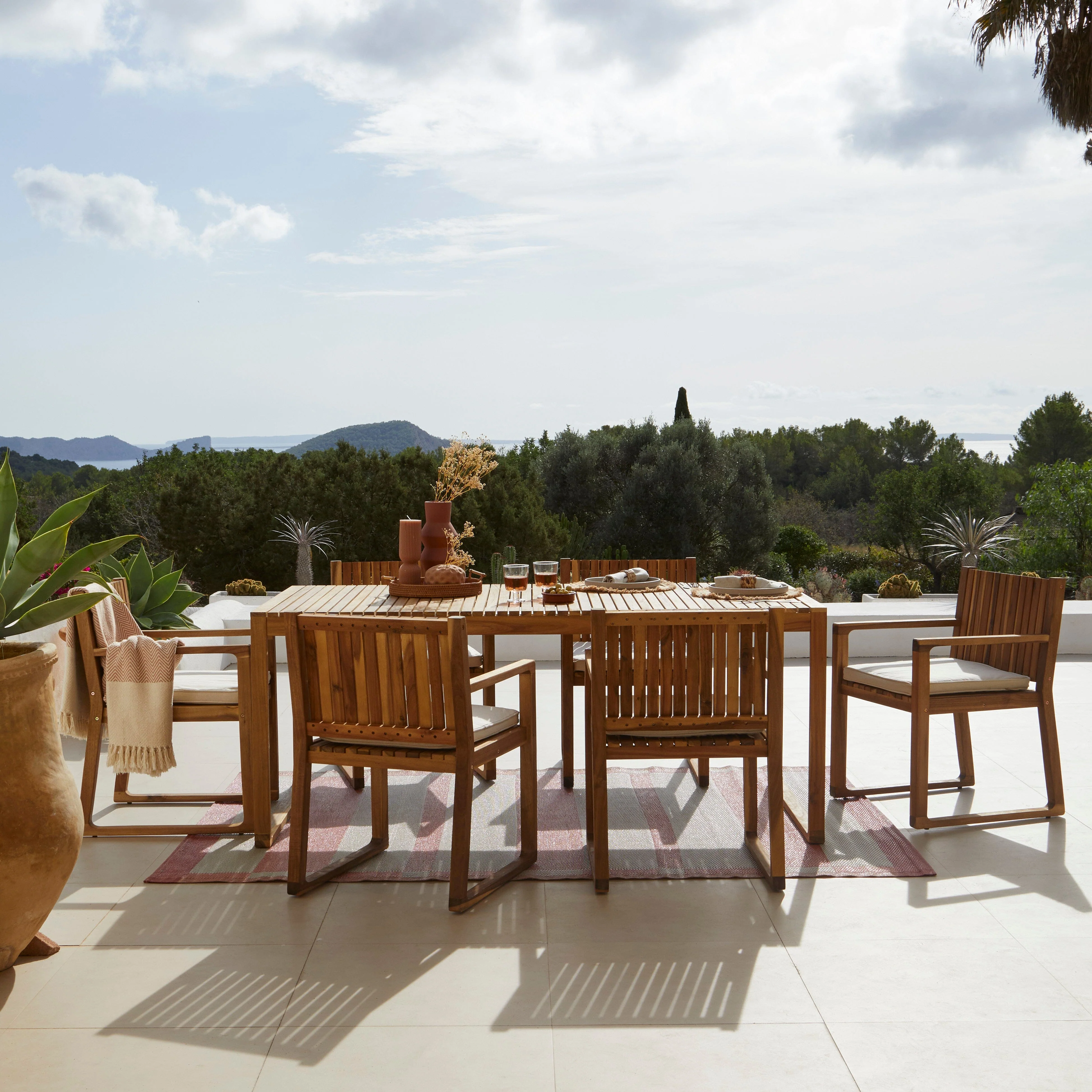 Lennox 6 Seater Wooden Garden Dining Set with Cushions - Image 2