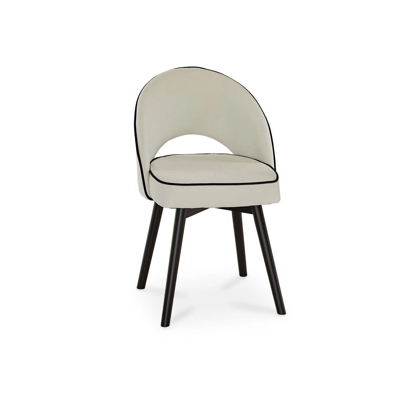 Levi Black Round Dining Table Set - 4 Seater - Marilyn Ivory Dining Chairs with Black Legs - Image 10
