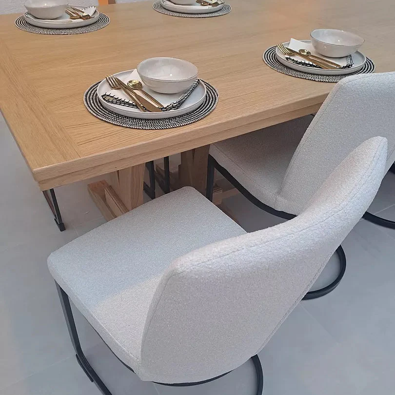Lola Light Beige Boucle Dining Chairs - Set of 2 - Black Legs - Image 4
