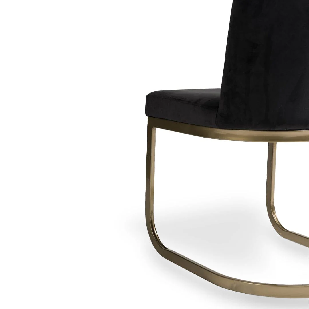 Lola Black Dining Chairs - Set of 2 - Gold Legs - Image 10