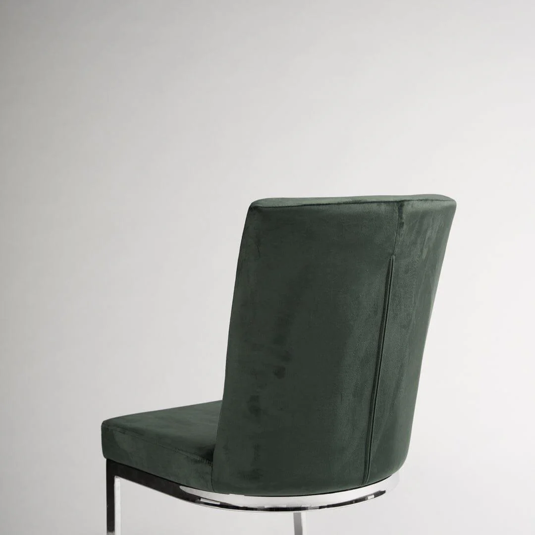 Outlet - Lola Green Dining Chair - Chrome Legs - Image 8