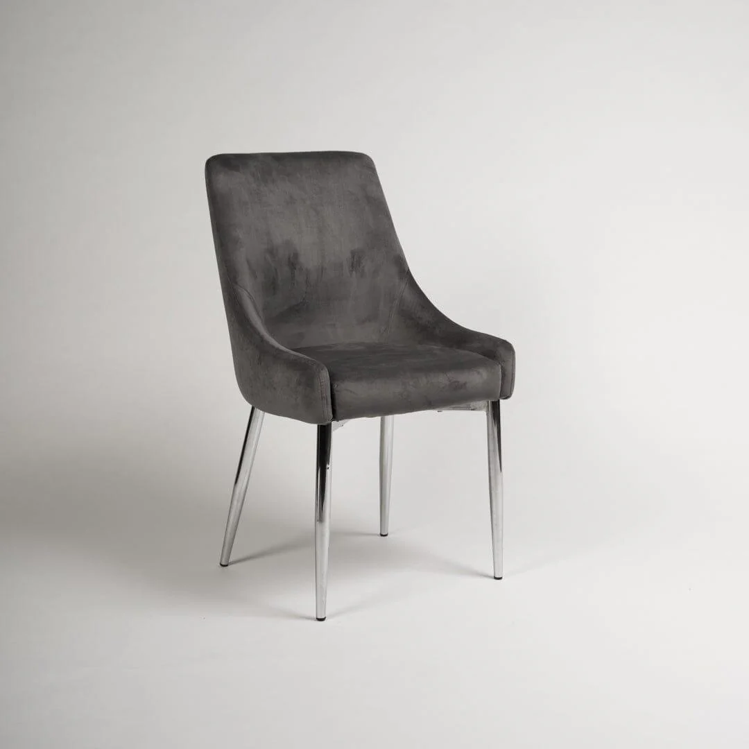 Outlet - Maeve Dining Chairs - Set of 2 - Grey & Chrome - Image 2