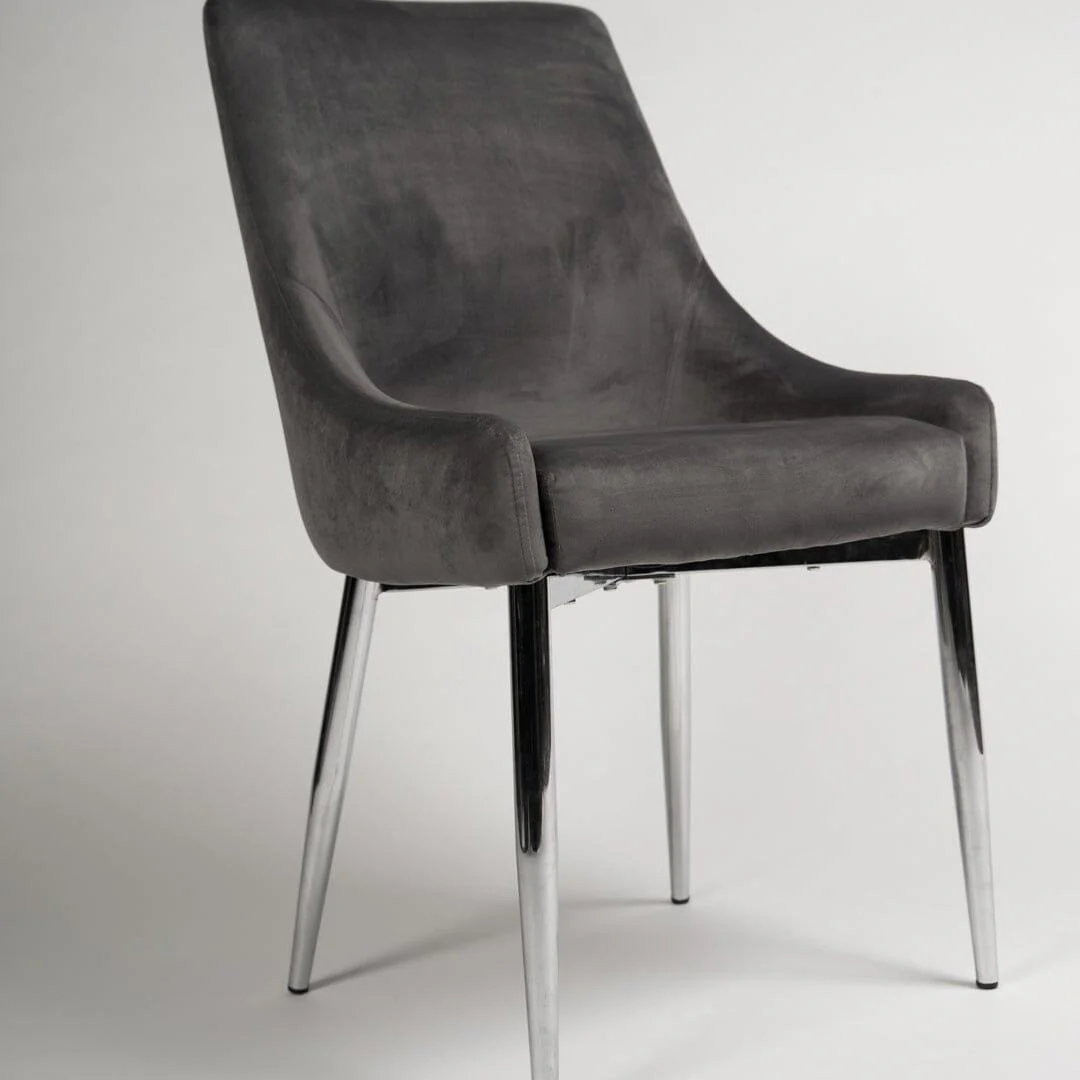 Outlet - Maeve Dining Chairs - Set of 2 - Grey & Chrome - Image 3