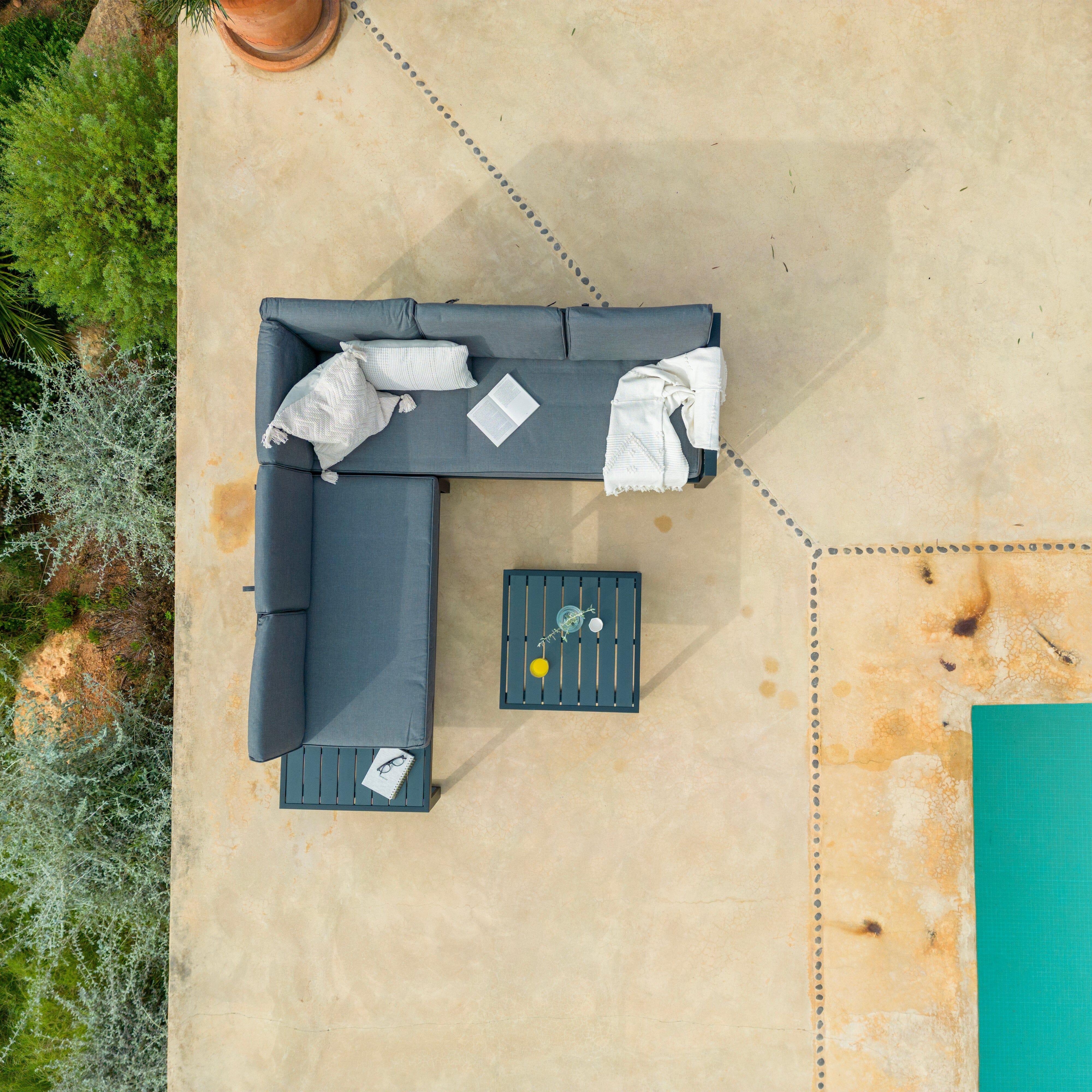 Maia 5 Seater Garden Interchangeable Sofa Set with Grey LED Premium Cantilever Parasol - Grey - Image 4