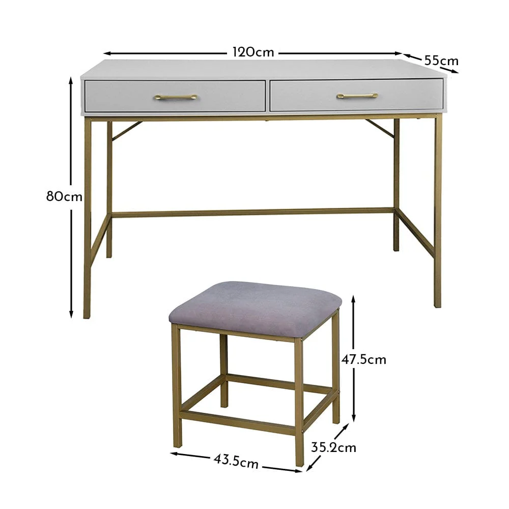 Marie Grey Dressing Table with Stool - Image 12