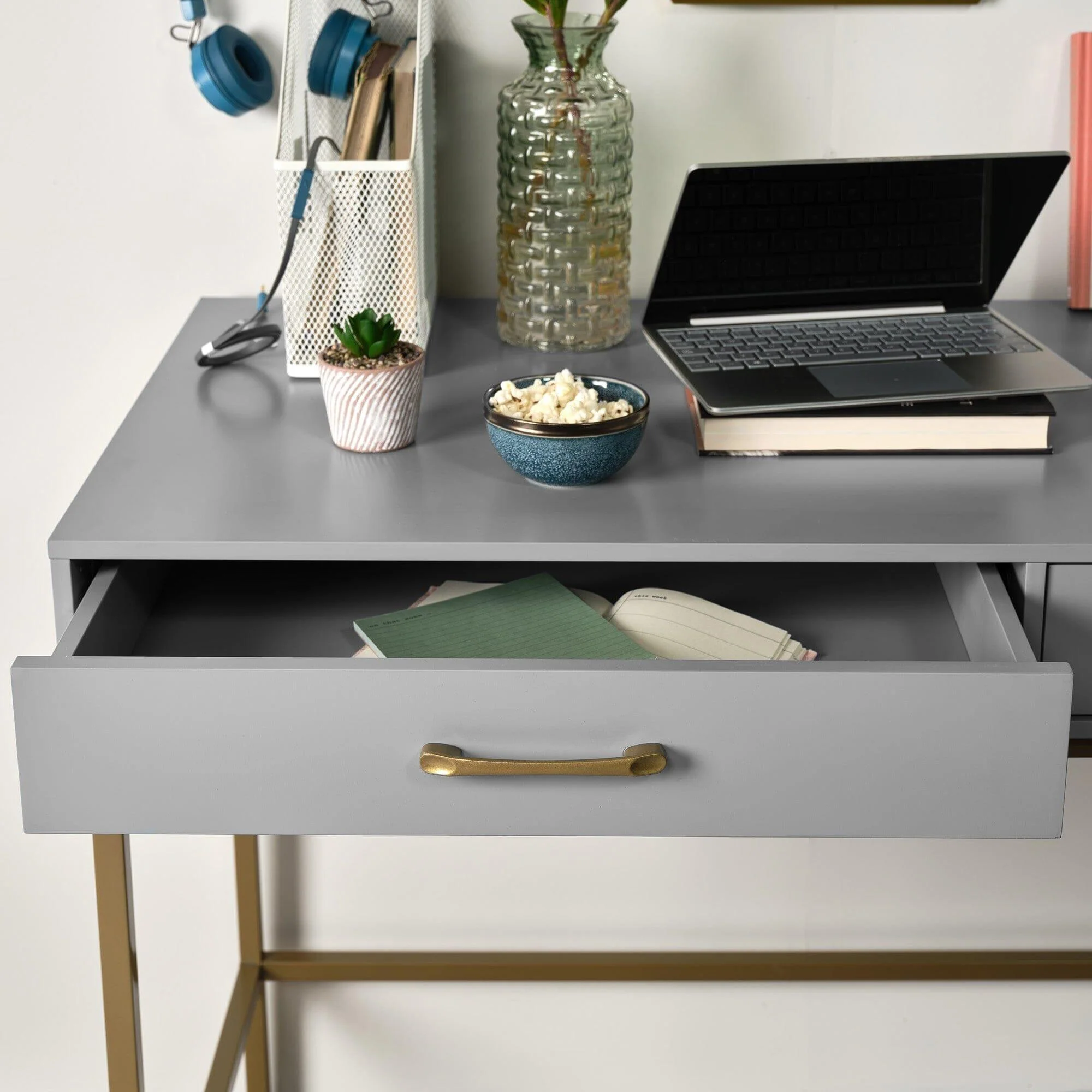 Marie Grey Dressing Table with Drawers - Image 3