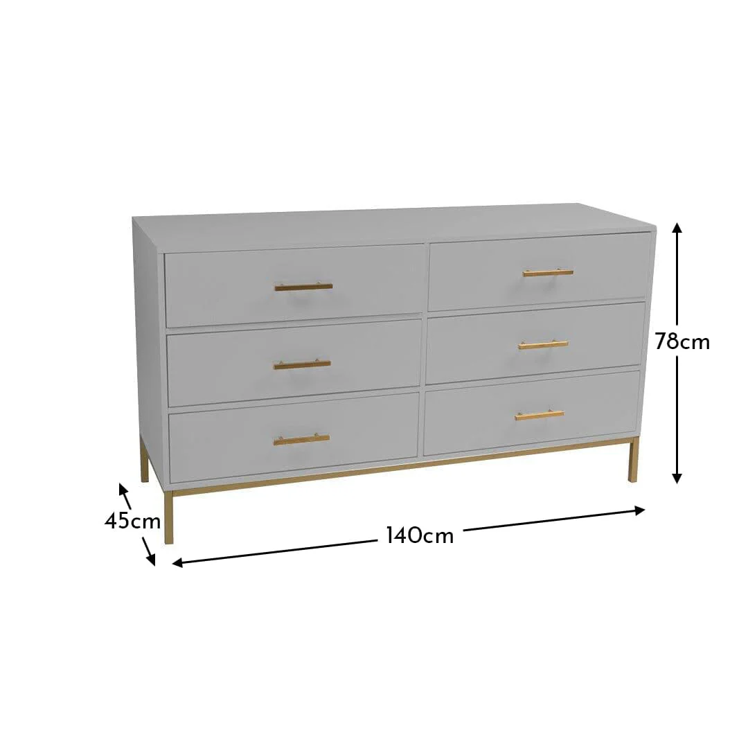 Marie 6 Drawer Chest of Drawers - Grey - Image 3