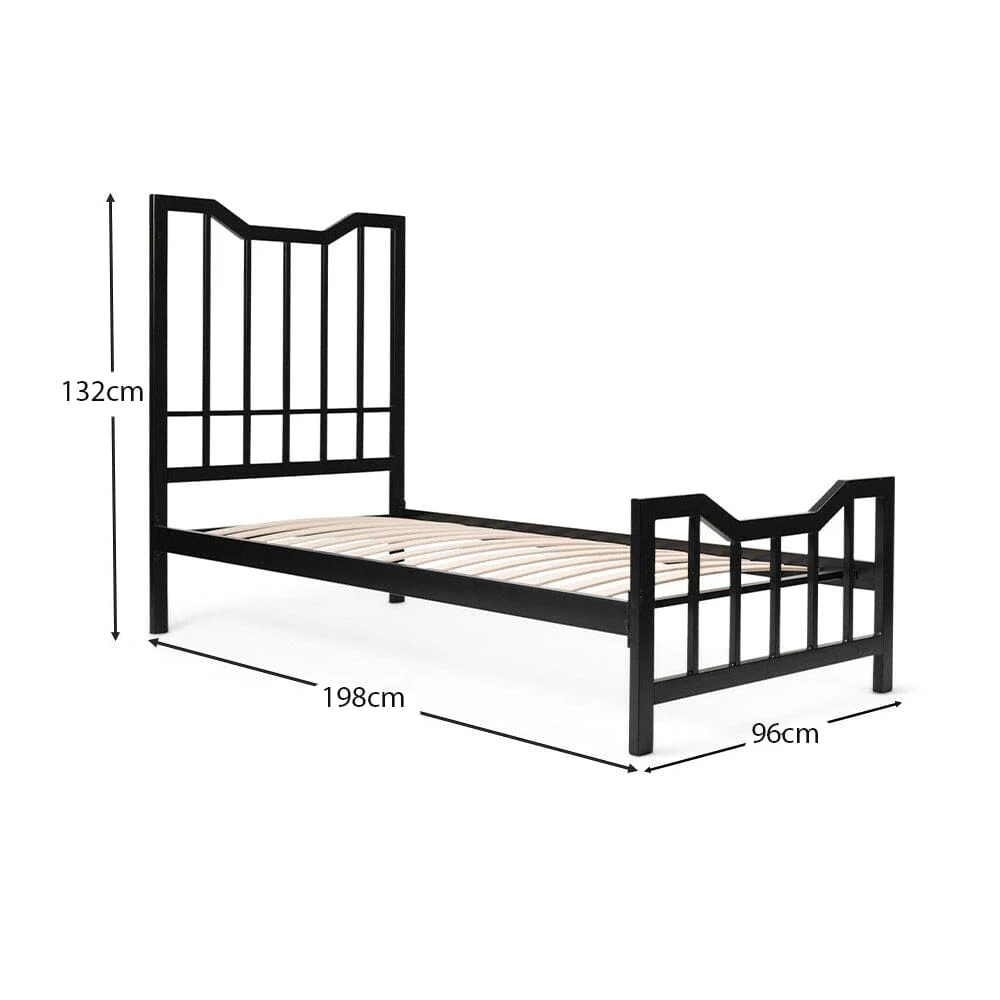 Marie Single Size Bed - Black Metal - Image 11