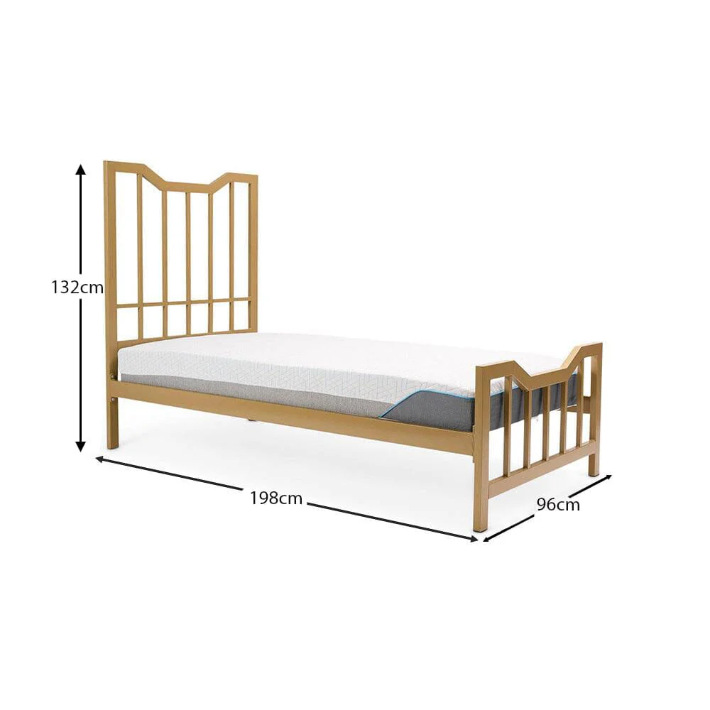 Marie Single Size Bed - Gold Metal - Image 10