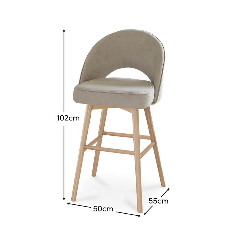 Marilyn Soft Beige Bar Stool - Whitewash Oak Legs - Image 5