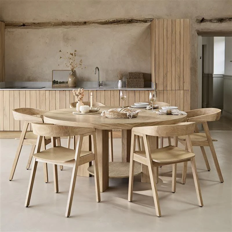 Marlon Whitewash Oak Round Dining Table - Large - Image 2