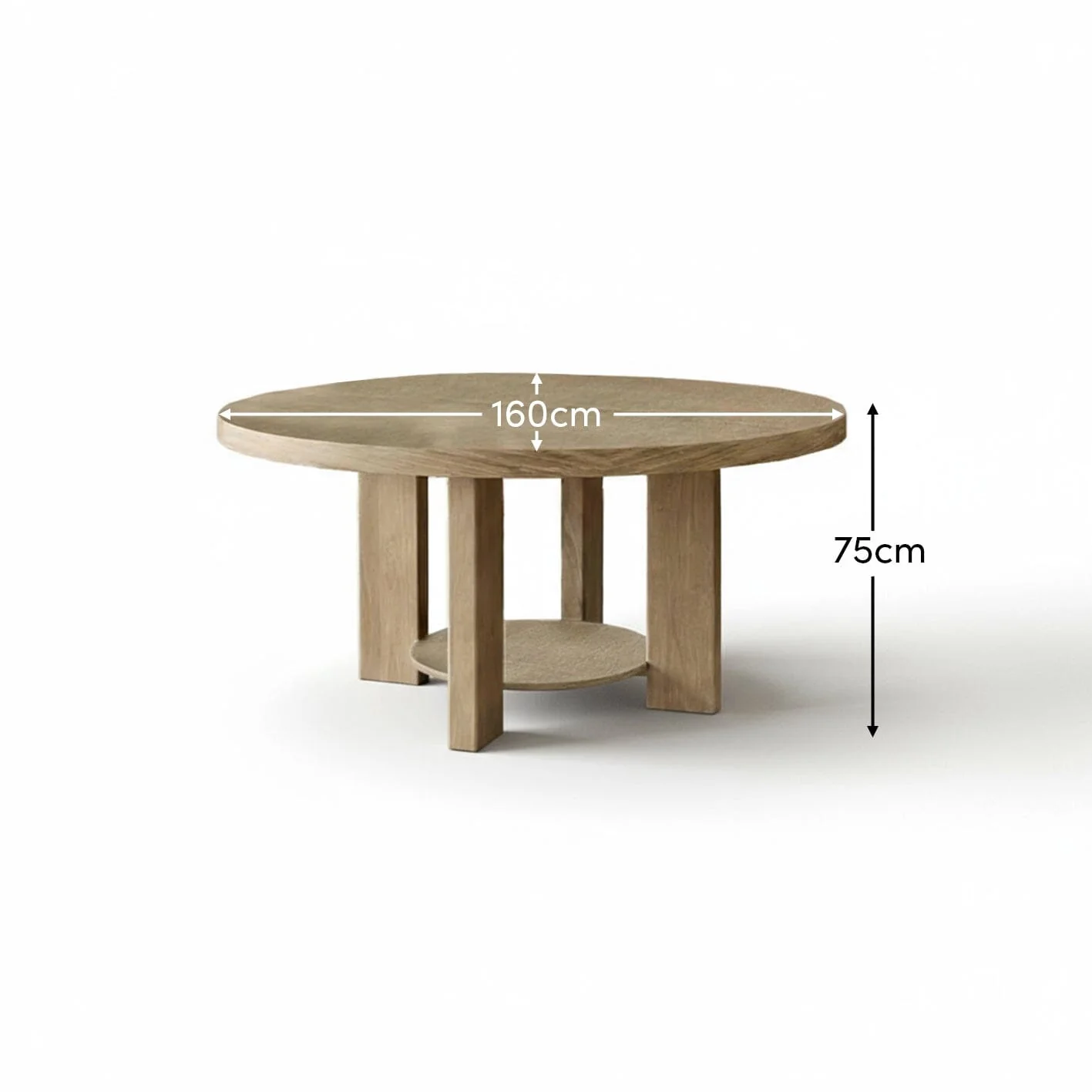 Marlon Whitewash Oak Round Dining Table - Large - Image 5