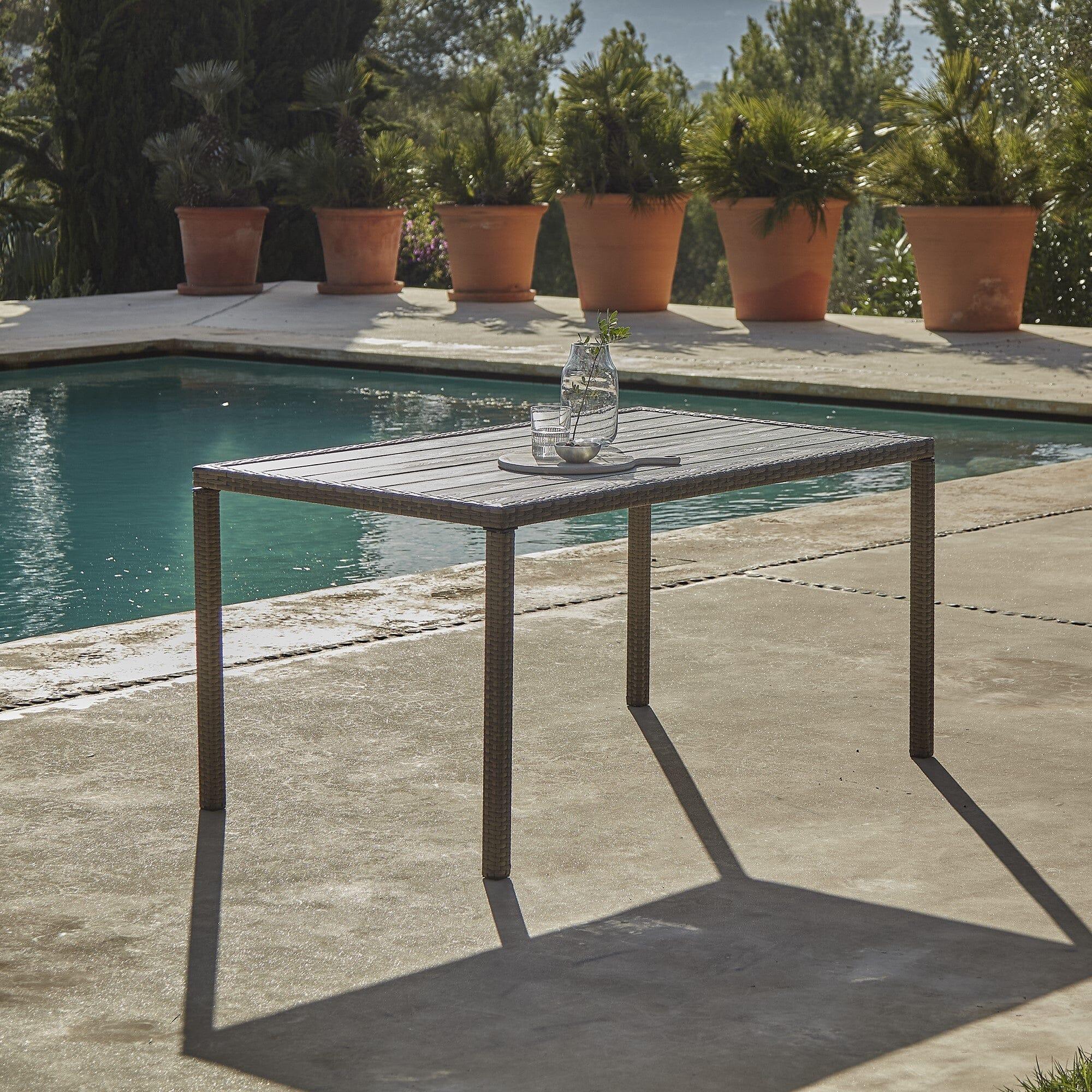 Marston 4 Seater Rattan Garden Dining Set - Grey - Polywood Top - Image 6