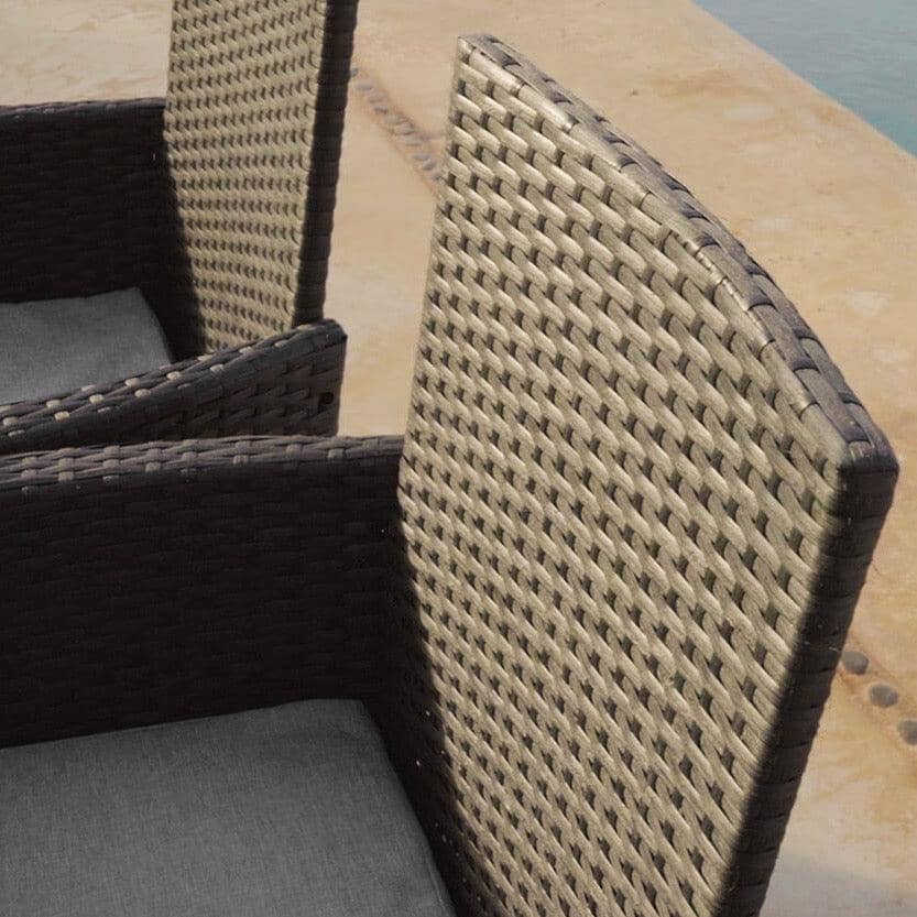 Marston 4 Seater Rattan Garden Dining Set with Grey LED Premium Parasol - Black - Glass Top - Image 5