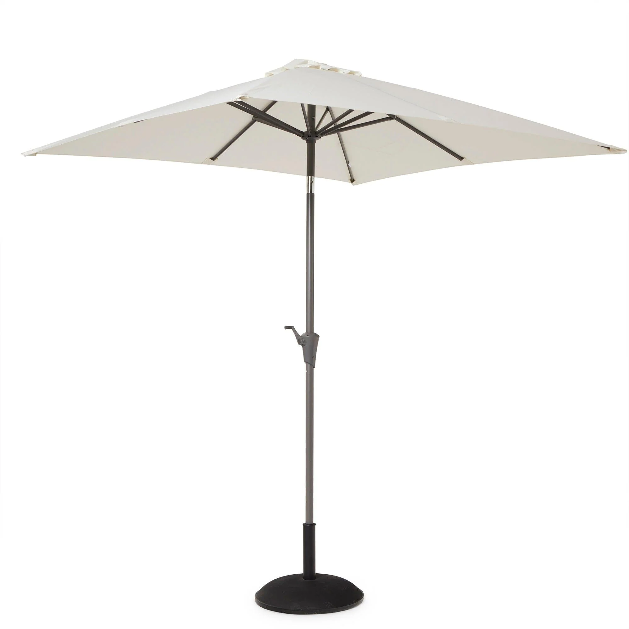 Marston 6 Seater Rattan Garden Dining Set with Cream Parasol - Black - Polywood Top - Image 9