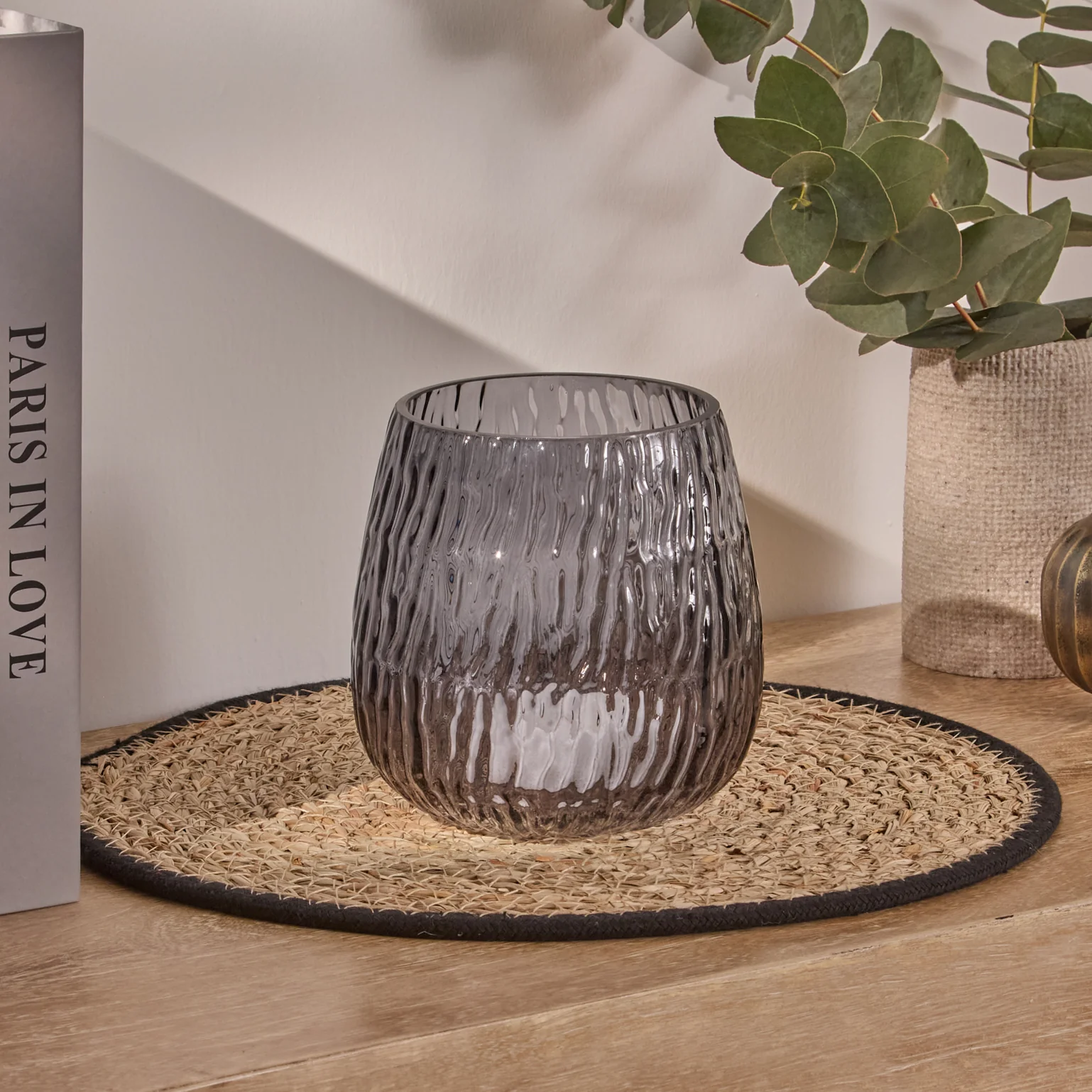 Matera 13cm Glass Candleholder - Smoke Grey - Image 2