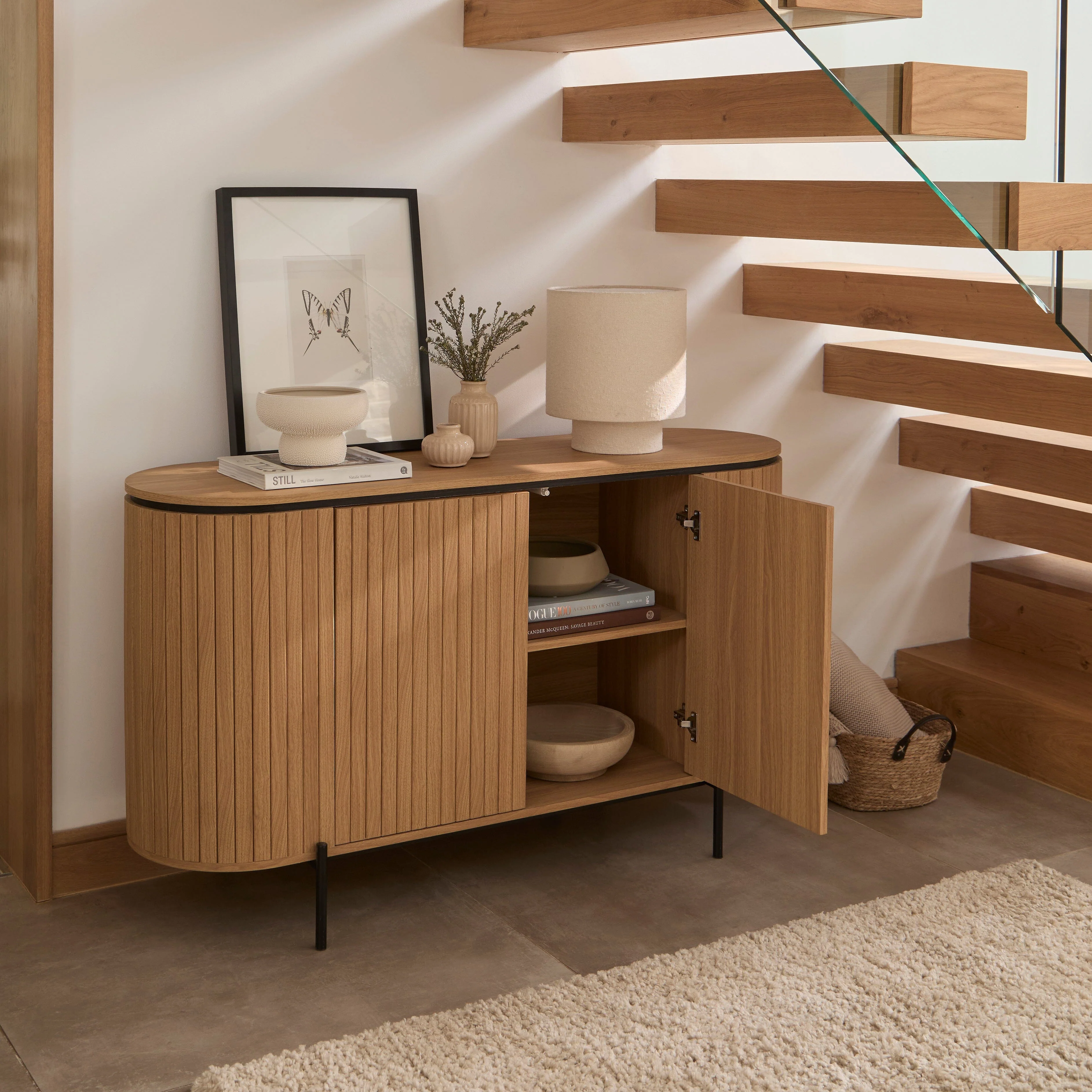 Matius 2 Door Large Sideboard - Seasoned Oak & Black - Image 3