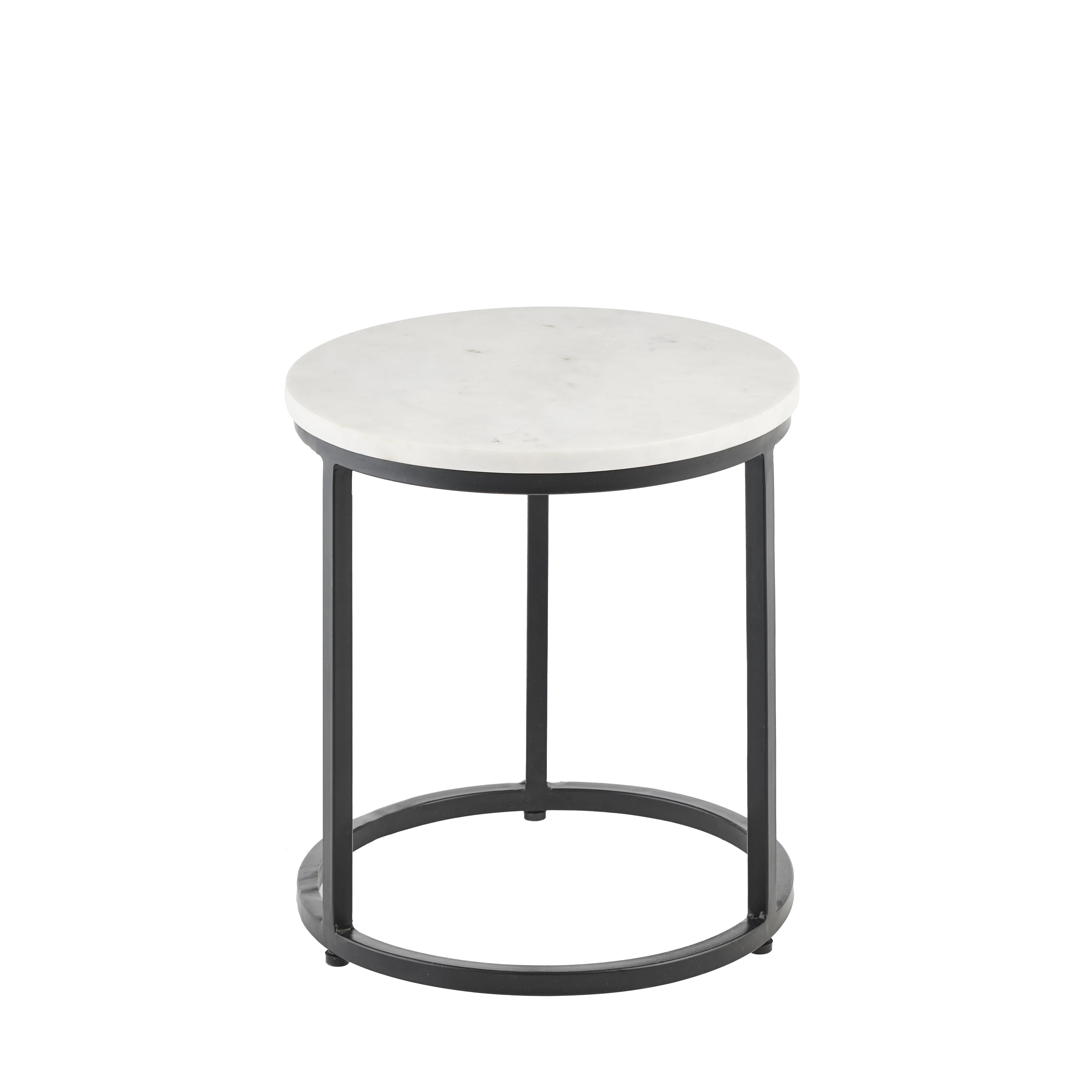 Nara White Marble Round Nesting Side Tables - Black Frame - Image 8