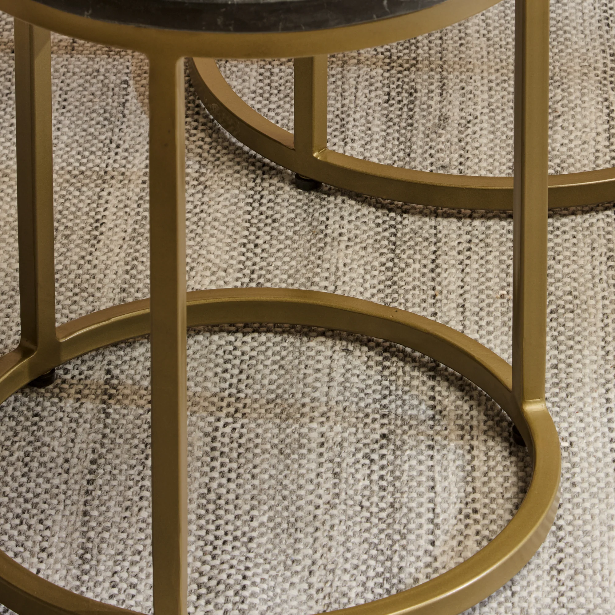 Nara Black Marble Round Nesting Side Tables - Gold Frame - Image 3