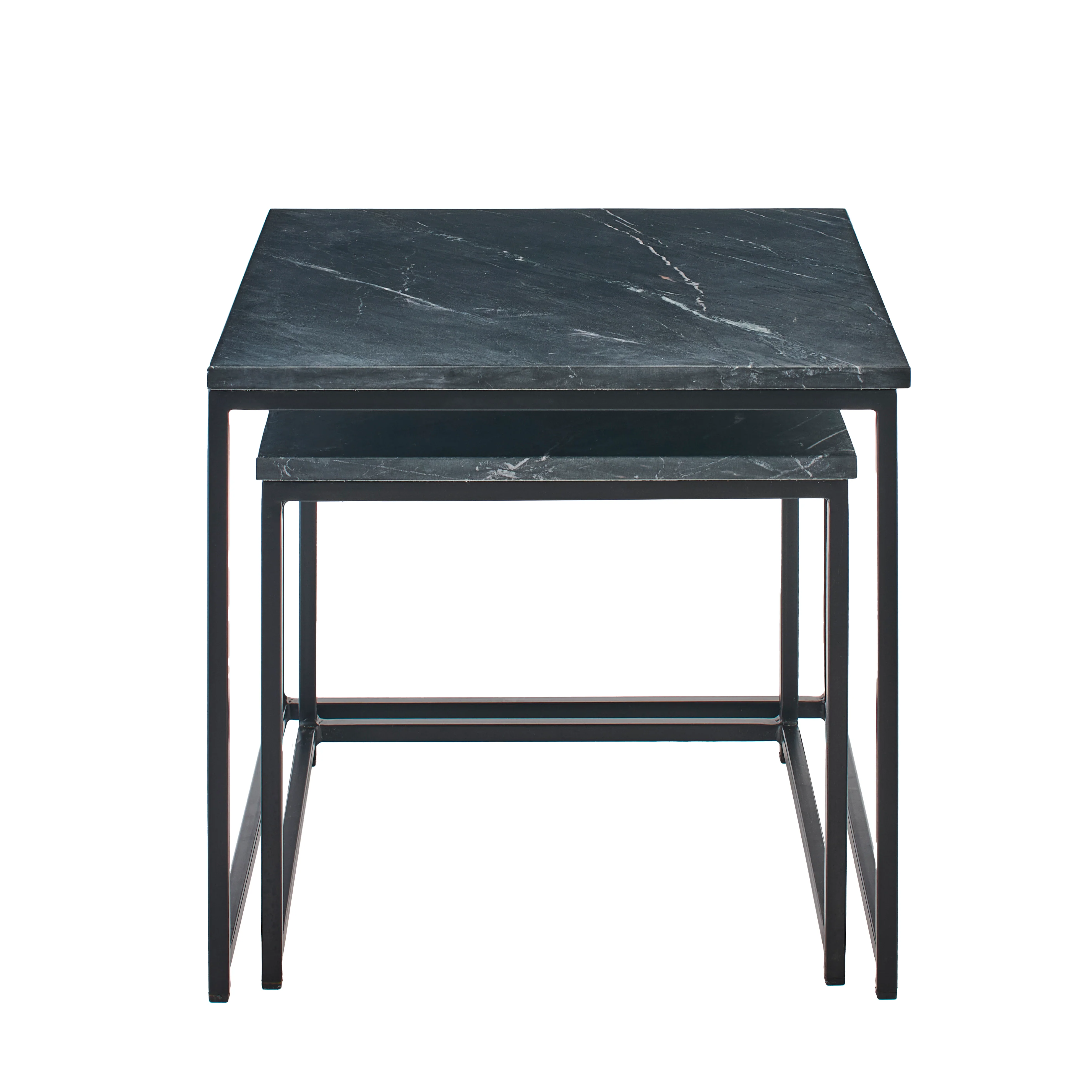 Nara Nesting Black Marble Square Coffee Table - Black Frame - Image 6