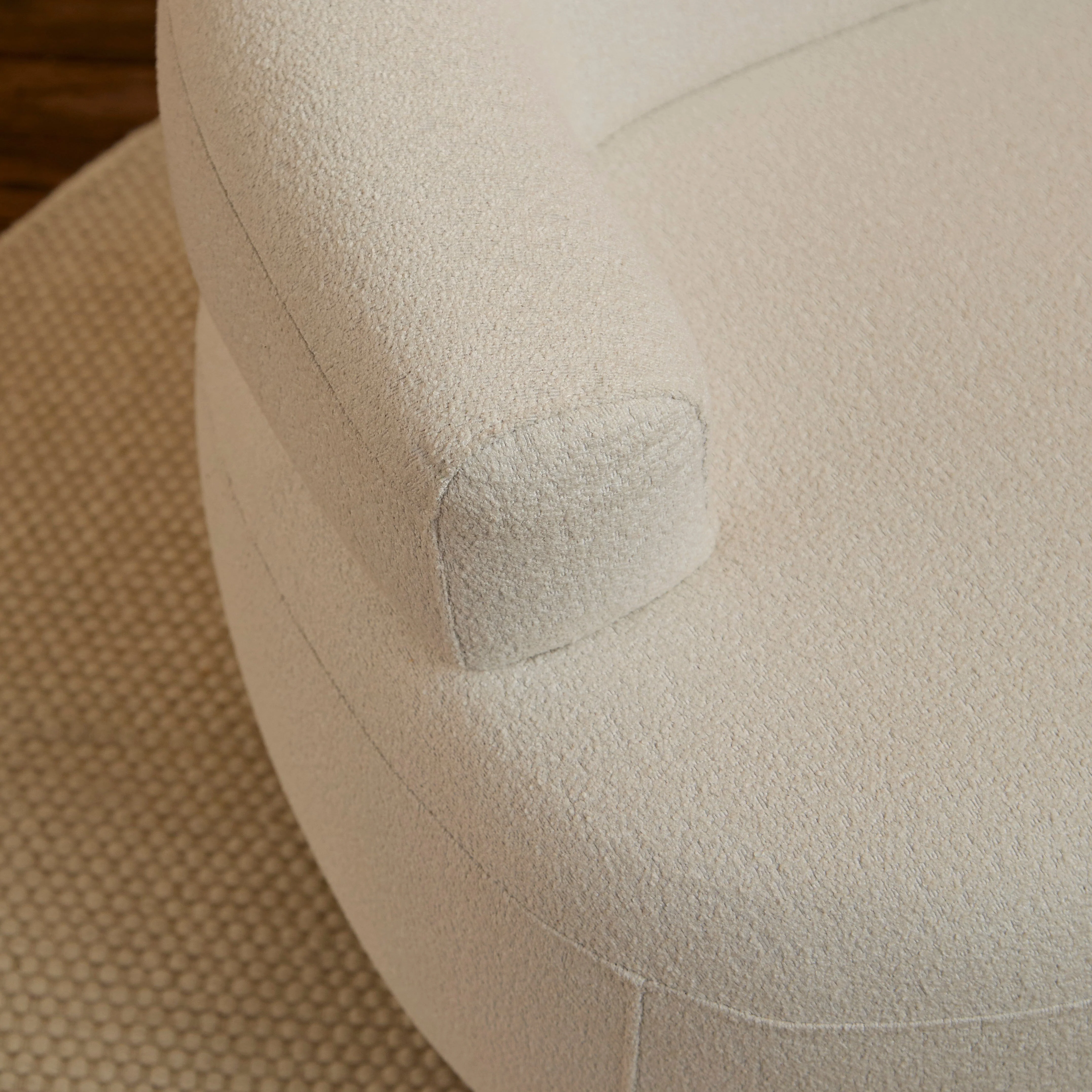 Nathalia 86cm Swivel Armchair - Chalk White Boucle - Image 3