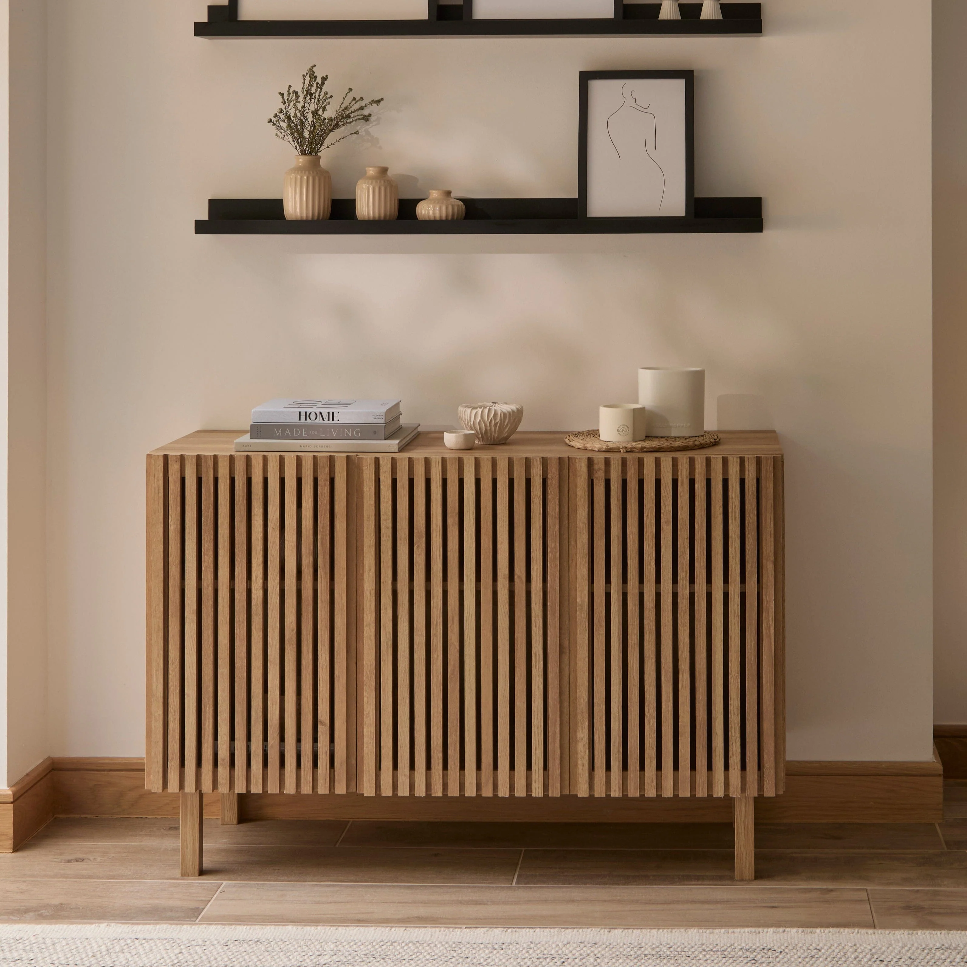 Nia 3 Door Large Sideboard - Seasoned Oak
