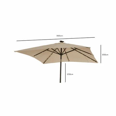 Oakley 4 Seater Wooden Extendable Garden Dining Set with Cream LED Premium Parasol - Image 13