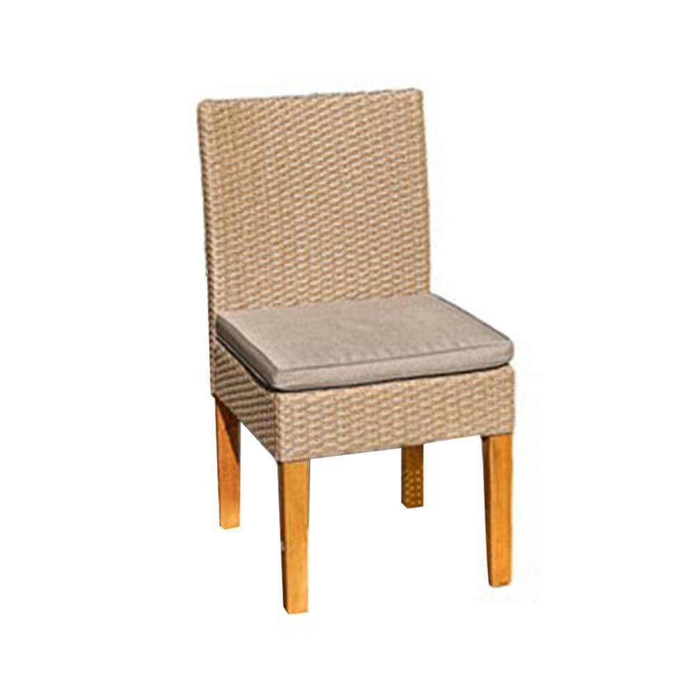 Oakley 4 Seater Wooden Extendable Round Garden Dining Table with 4 Rattan Dining Chairs - Image 10