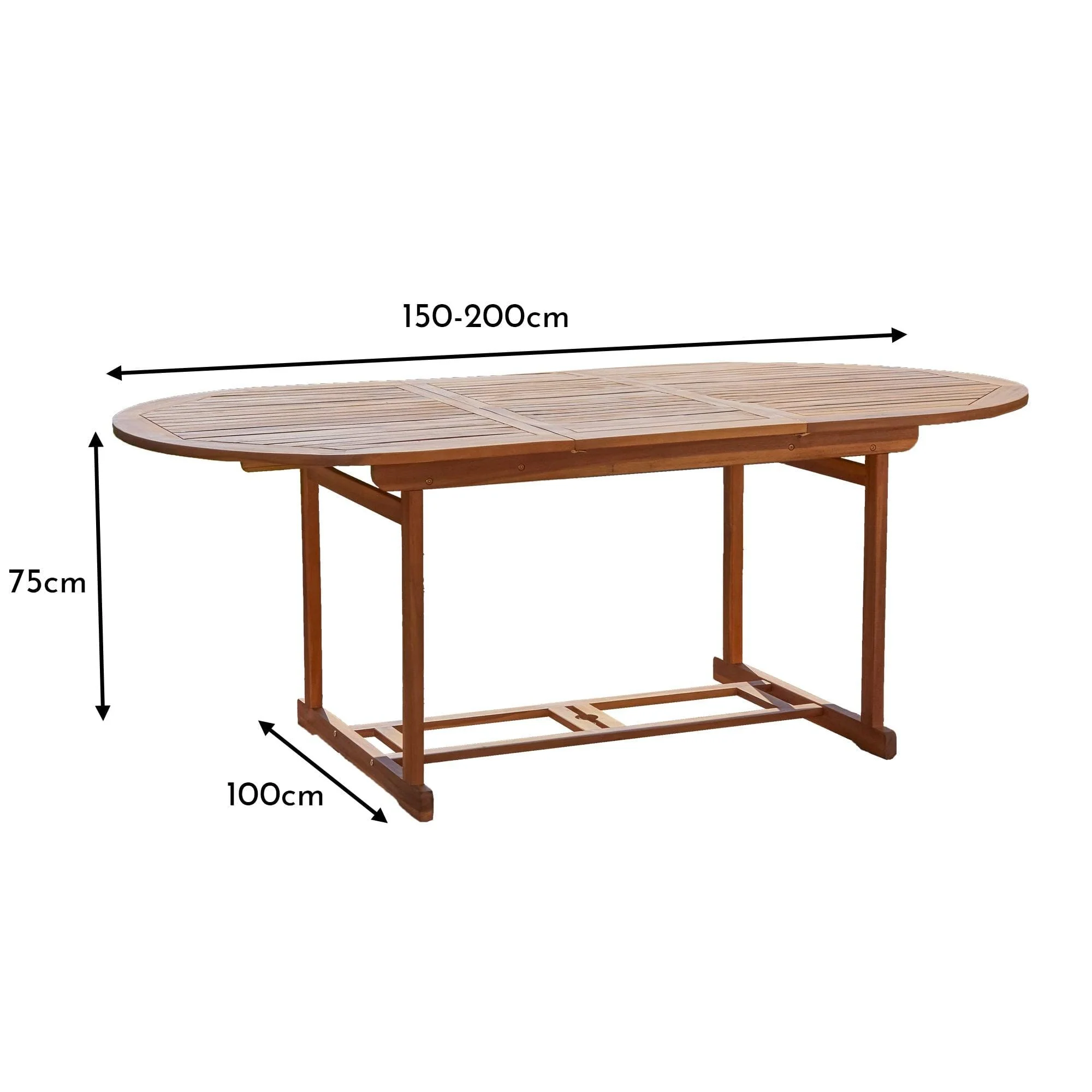 Oakley 6 Seater Wooden Oval Extendable Garden Dining Table 150-200cm - Image 8