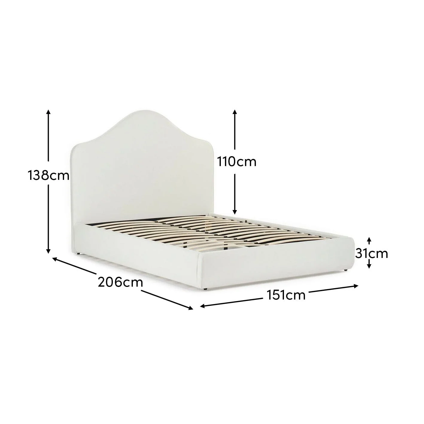 Odette Double Ottoman Bed - Ivory - Image 9