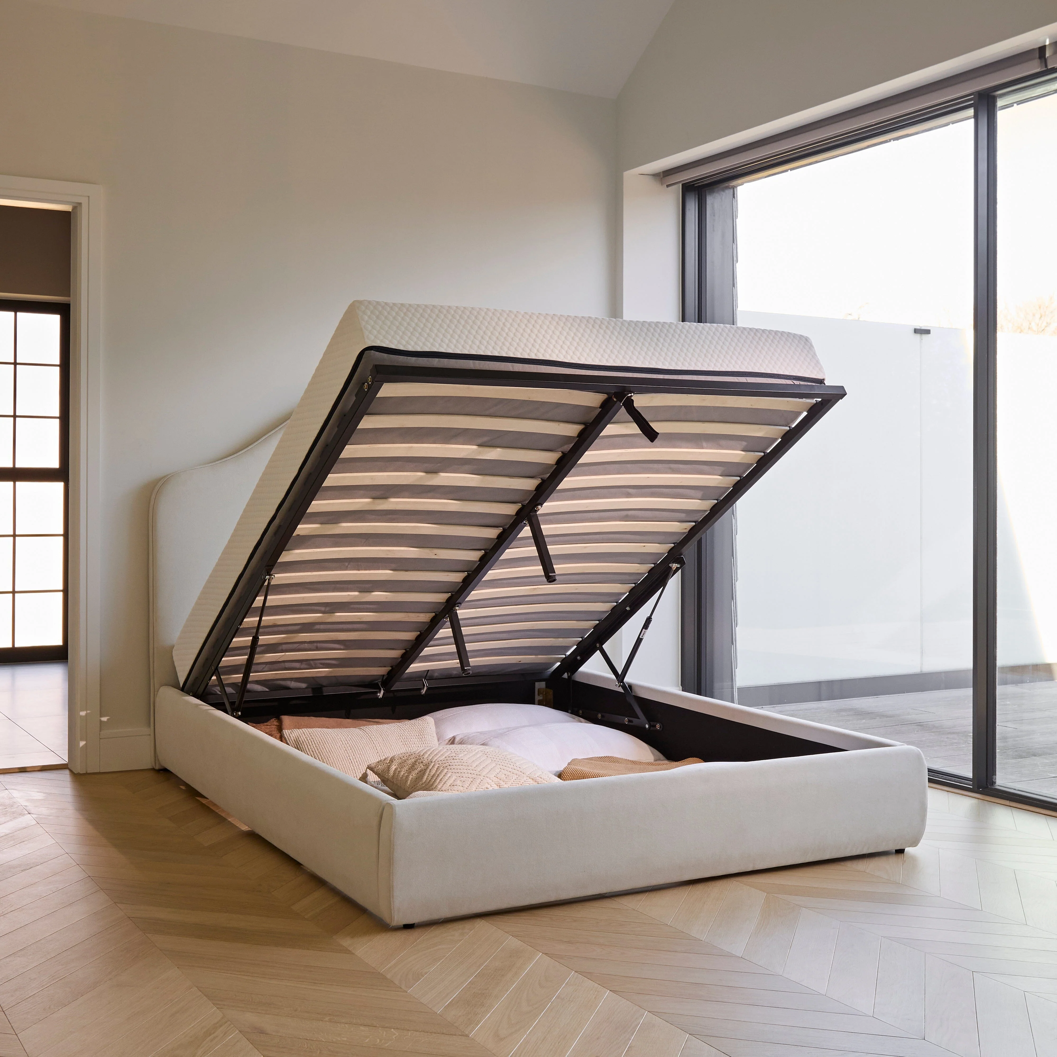 Odette Double Ottoman Bed - Ivory - Image 2