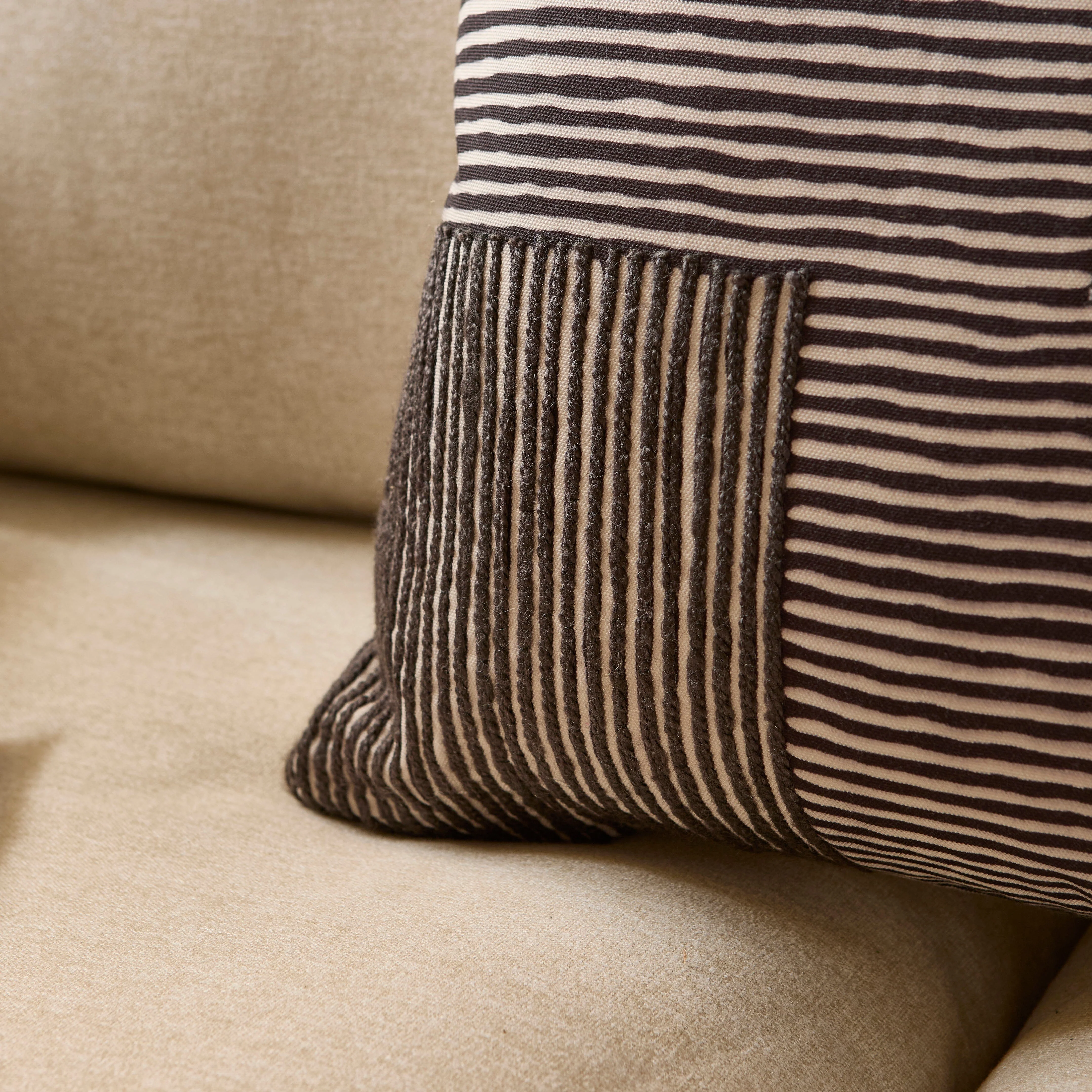 Odisha 45x45cm Striped Cushion Cover - Black - Image 10