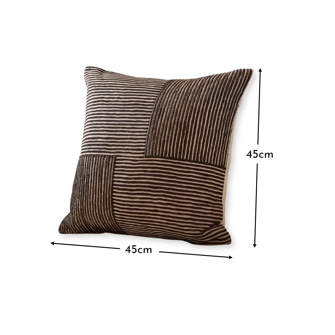 Odisha 45x45cm Striped Cushion Cover - Black - Image 20