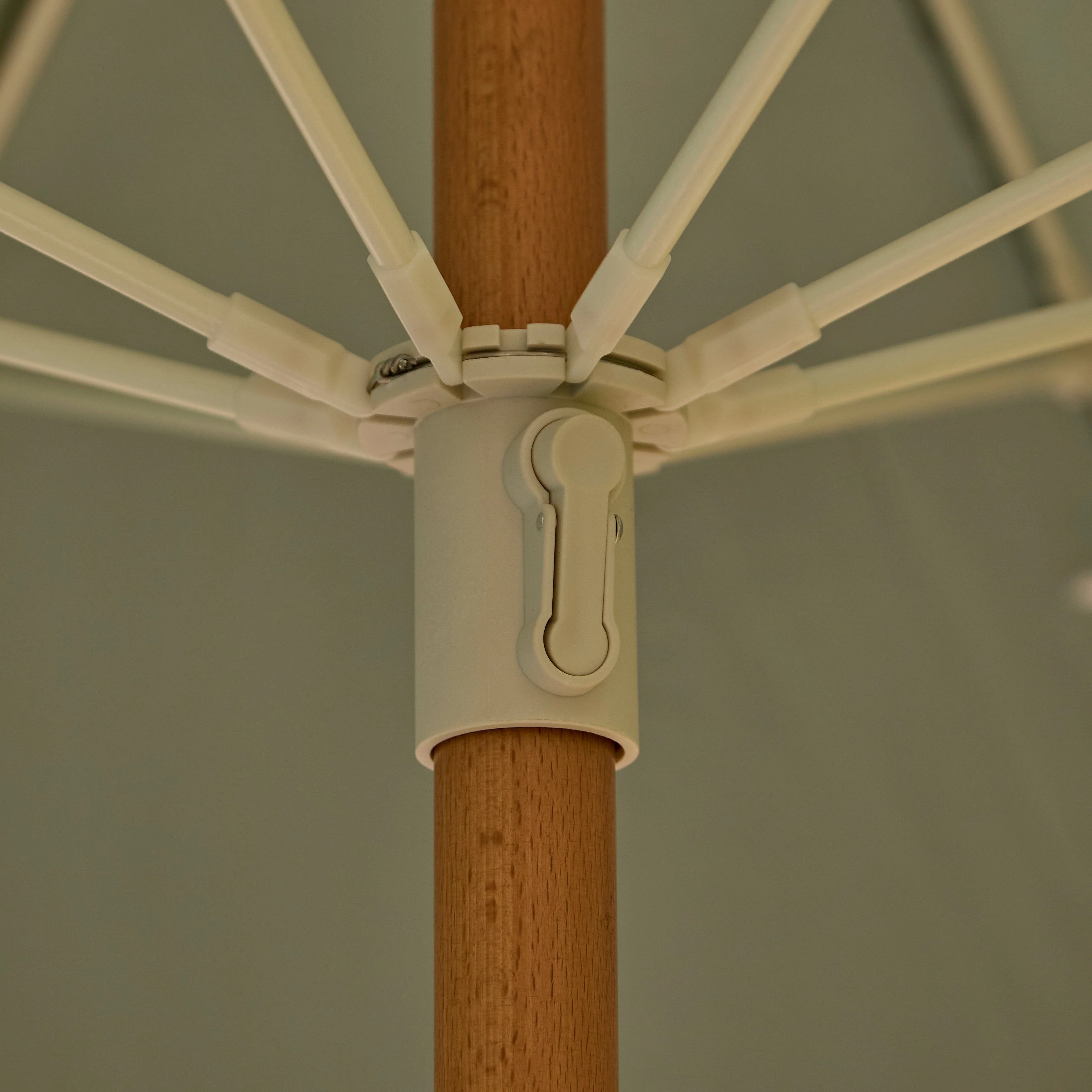 Oia Round Parasol 2m - Wooden Pole - Olive Green - Image 5