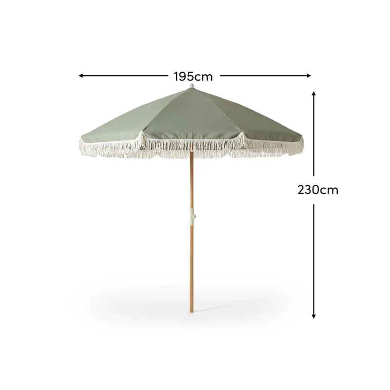 Oia Round Parasol 2m - Wooden Pole - Olive Green - Image 8