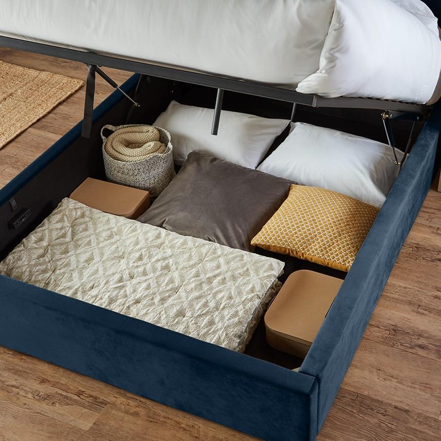 Otto Double Ottoman Bed - Royal Blue Velvet - Image 3
