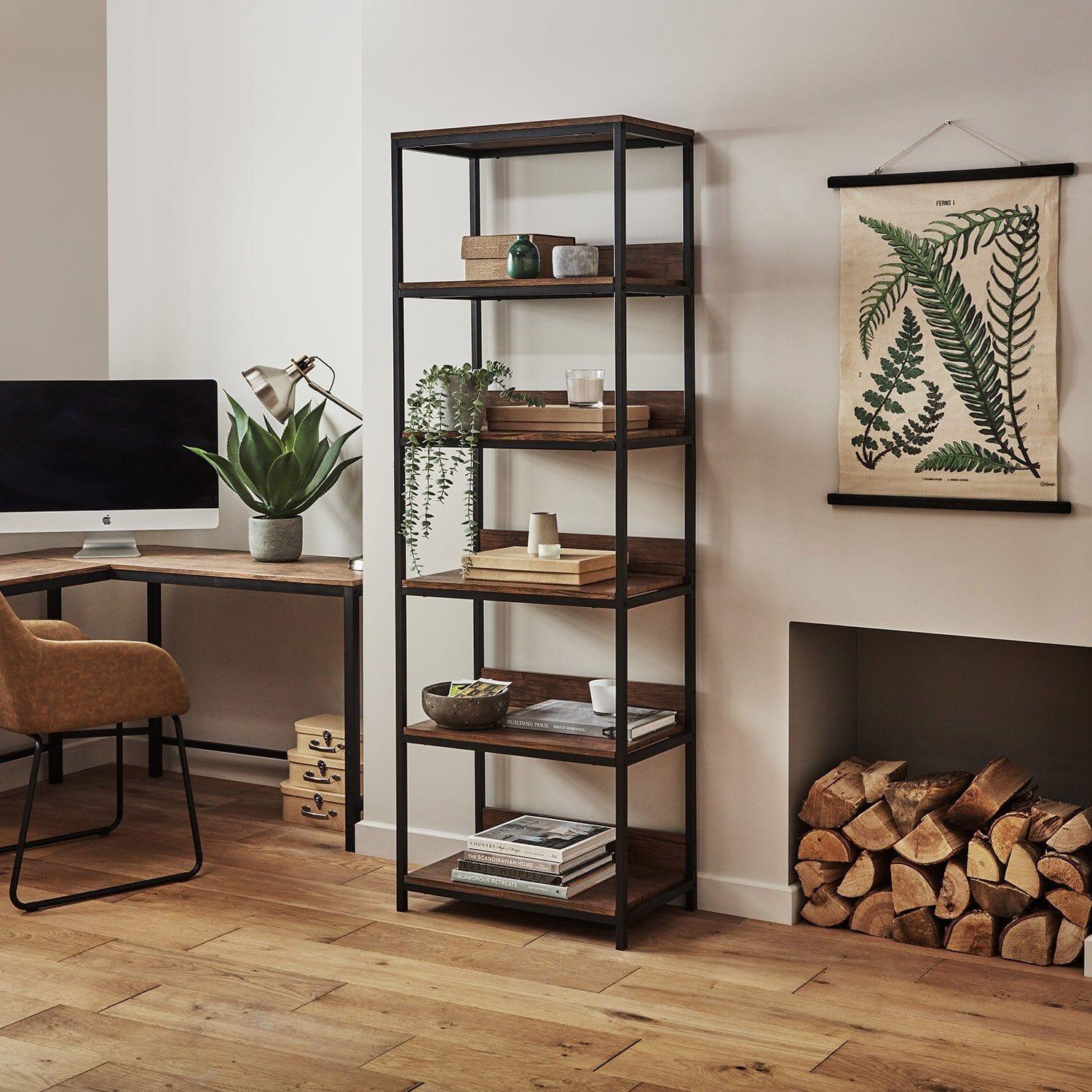 Outlet - Sheffield industrial bookcase - wood effect & metal frame - Image 2