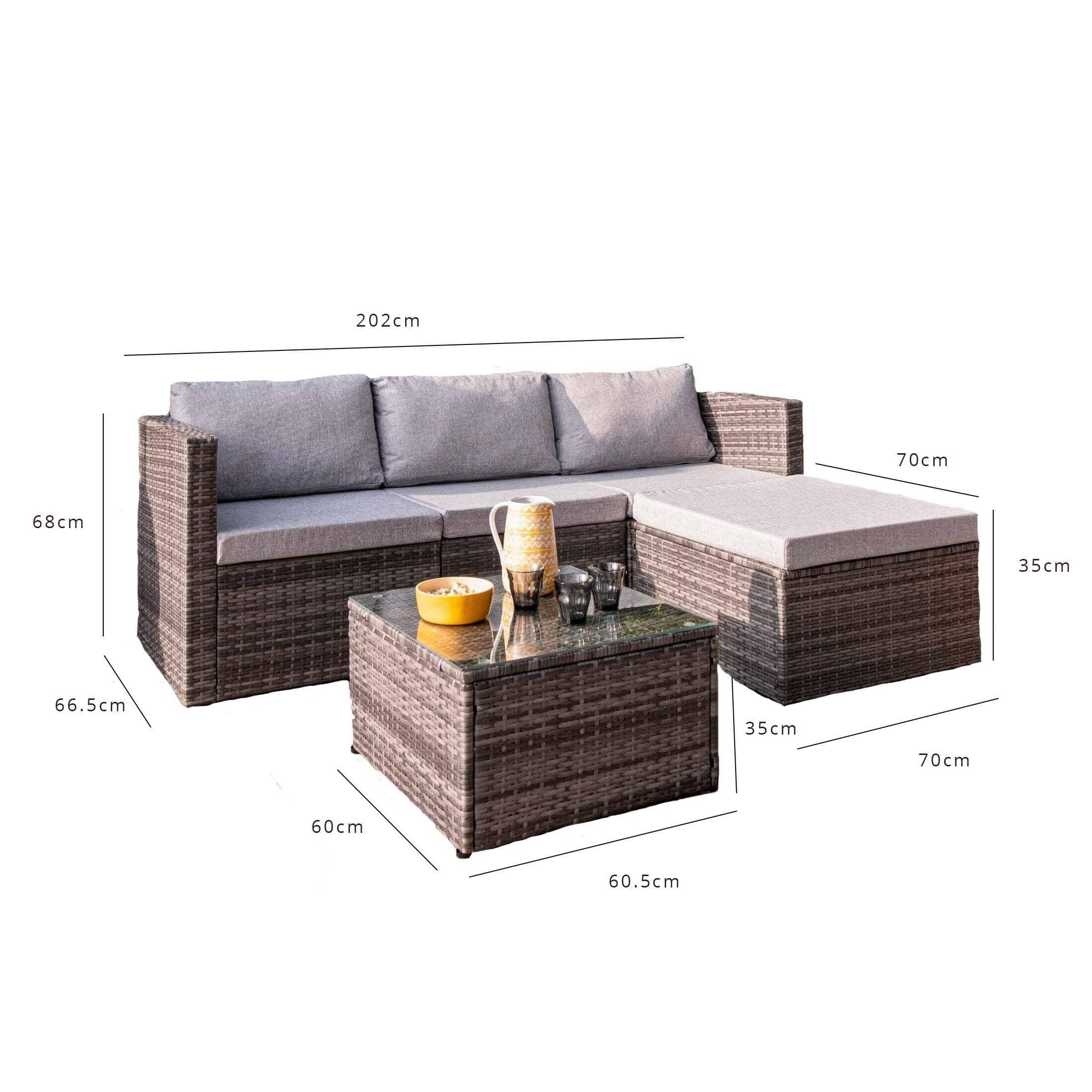 Weston Outlet - 4 Seater Rattan Corner Sofa Set - Grey Weave - Image 6