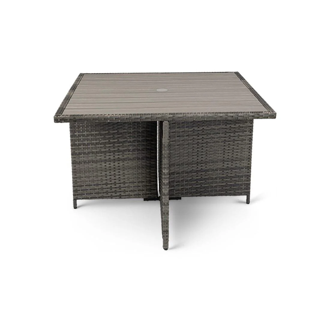 Cube 8 Seater Rattan Outdoor Dining Set - Grey Weave Polywood Top - Image 10