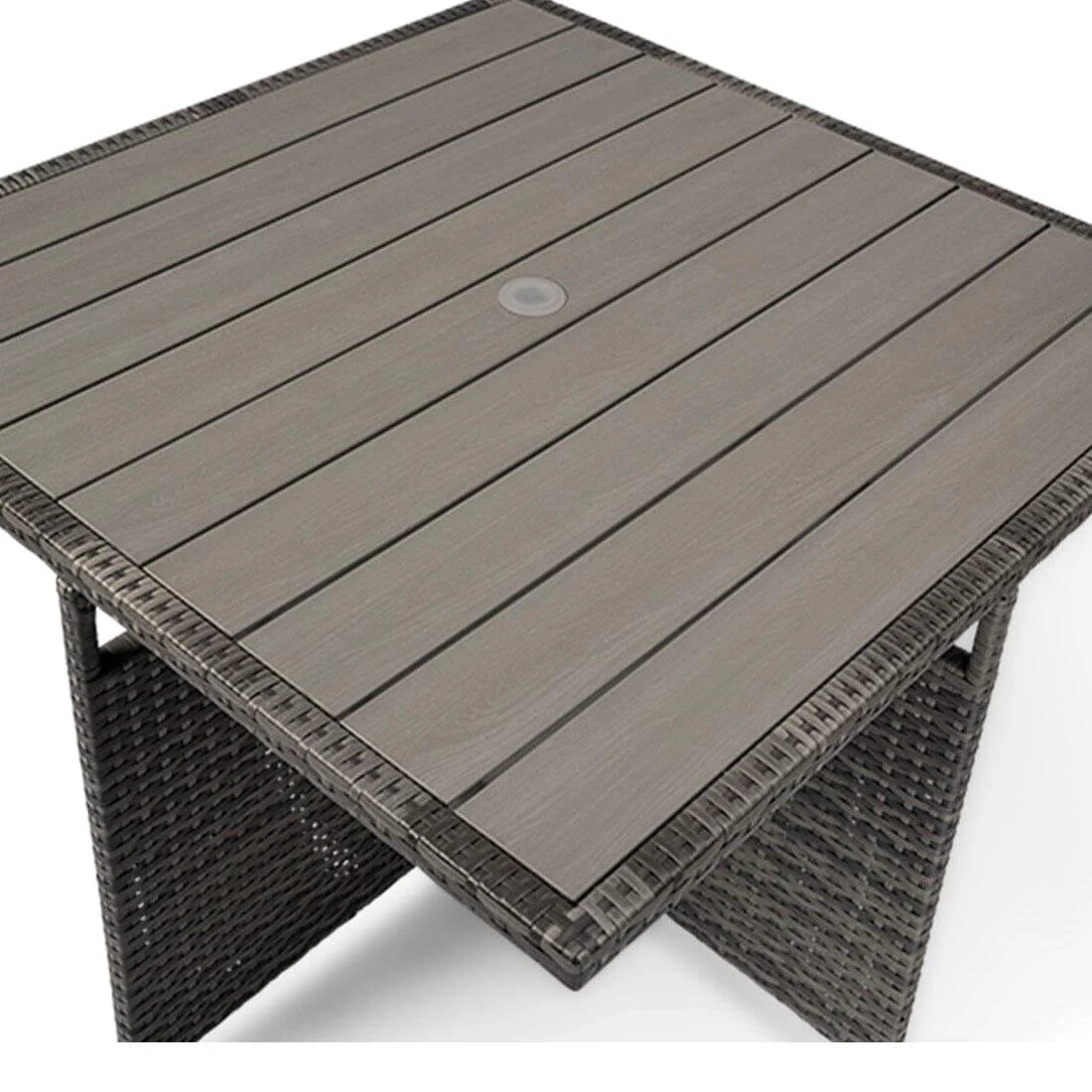 Cube 8 Seater Rattan Outdoor Dining Set - Grey Weave Polywood Top - Image 8