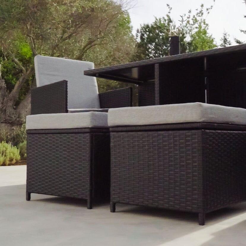 Outlet - 8 Seater Rattan Cube Outdoor Dining Set - Black Weave - Image 2