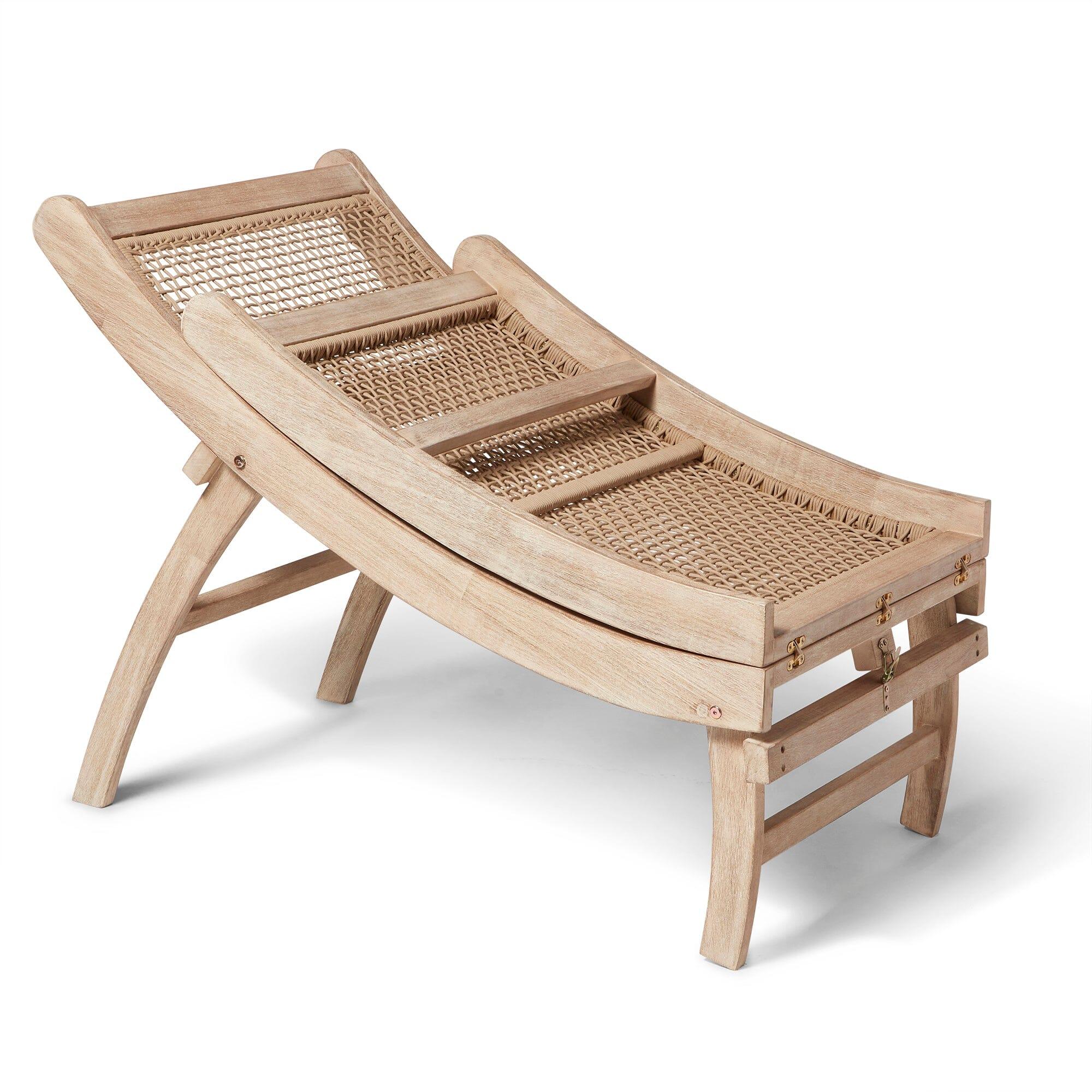 Outlet - Akira Wooden Garden Rope Folding Sun Lounger - Image 7