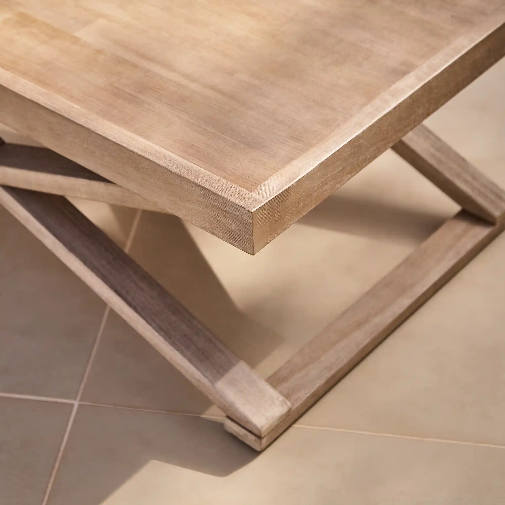 Akira Wooden Rectangular Garden Coffee Table - Brushed Light Acacia - Image 4