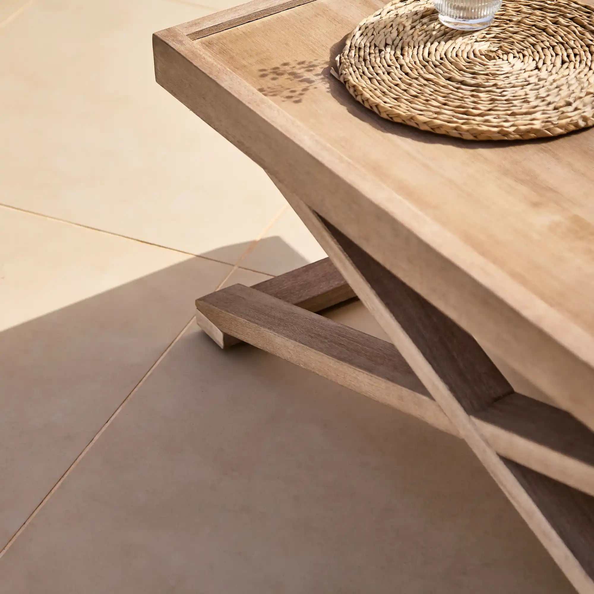Akira Wooden Rectangular Garden Coffee Table - Brushed Light Acacia - Image 5