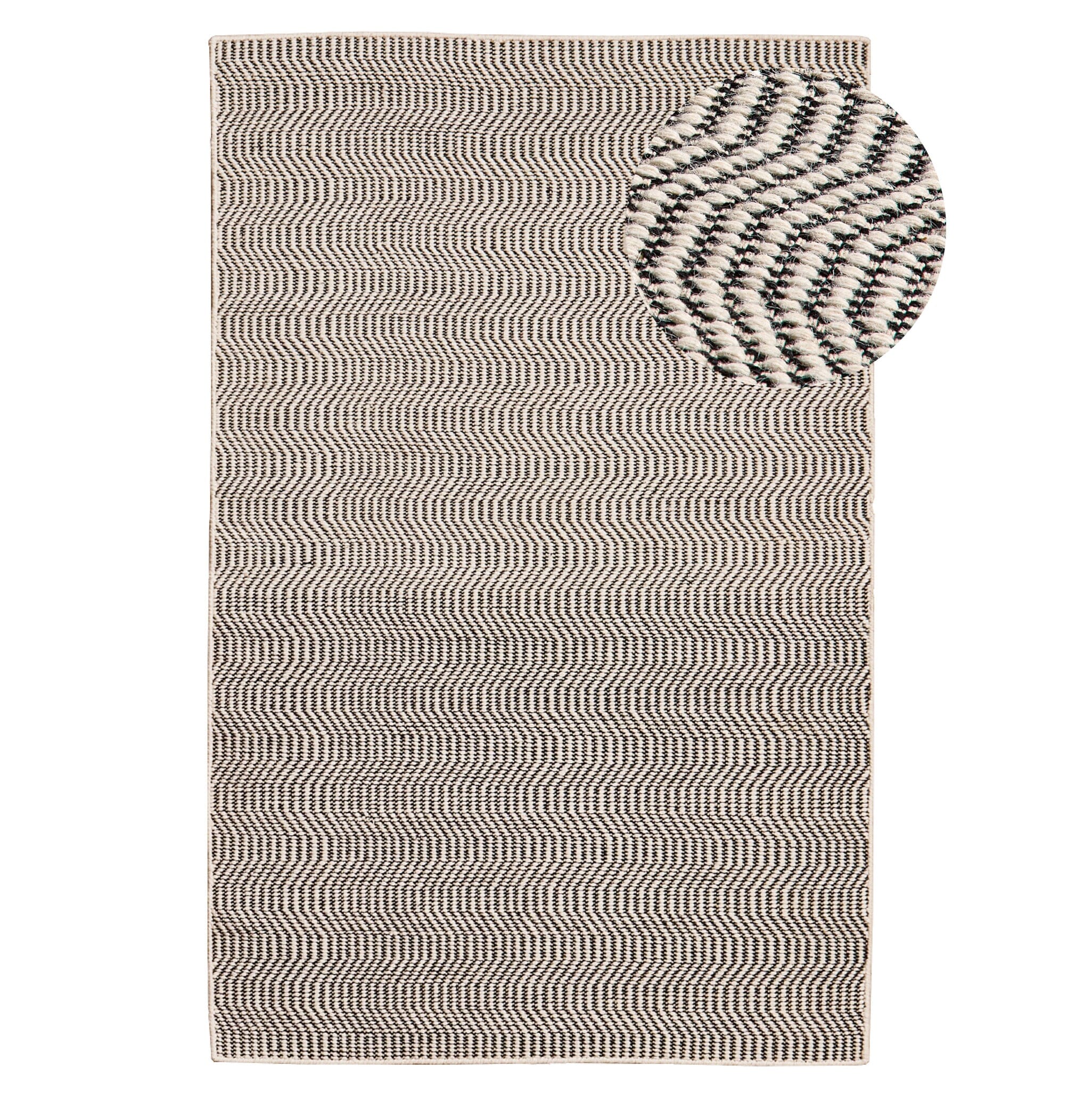 Alverton Clay & Black Geometric Wool with Cotton Rug - 120 x 170cm