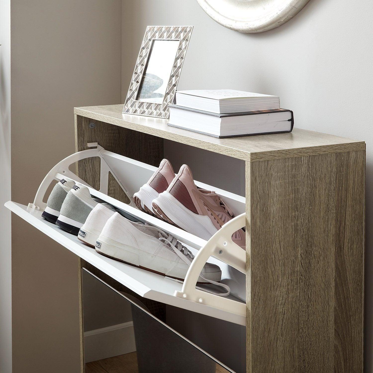 Outlet – Anderson shoe cabinet - 2 door - oak effect and white - Image 5