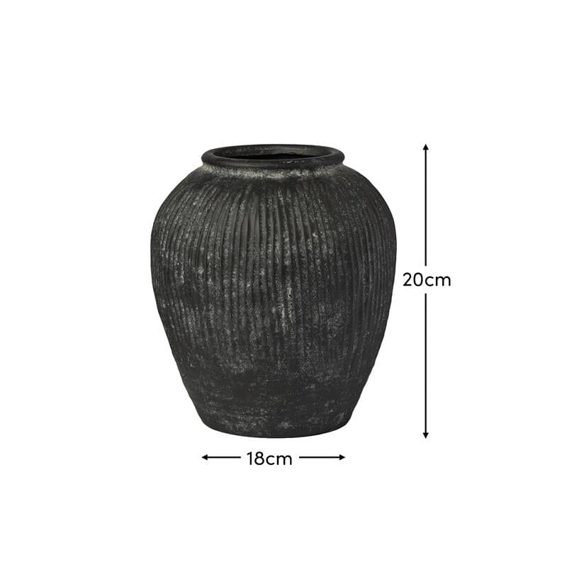 Anze 20cm Terracotta Vase - Rustic Black - Image 9