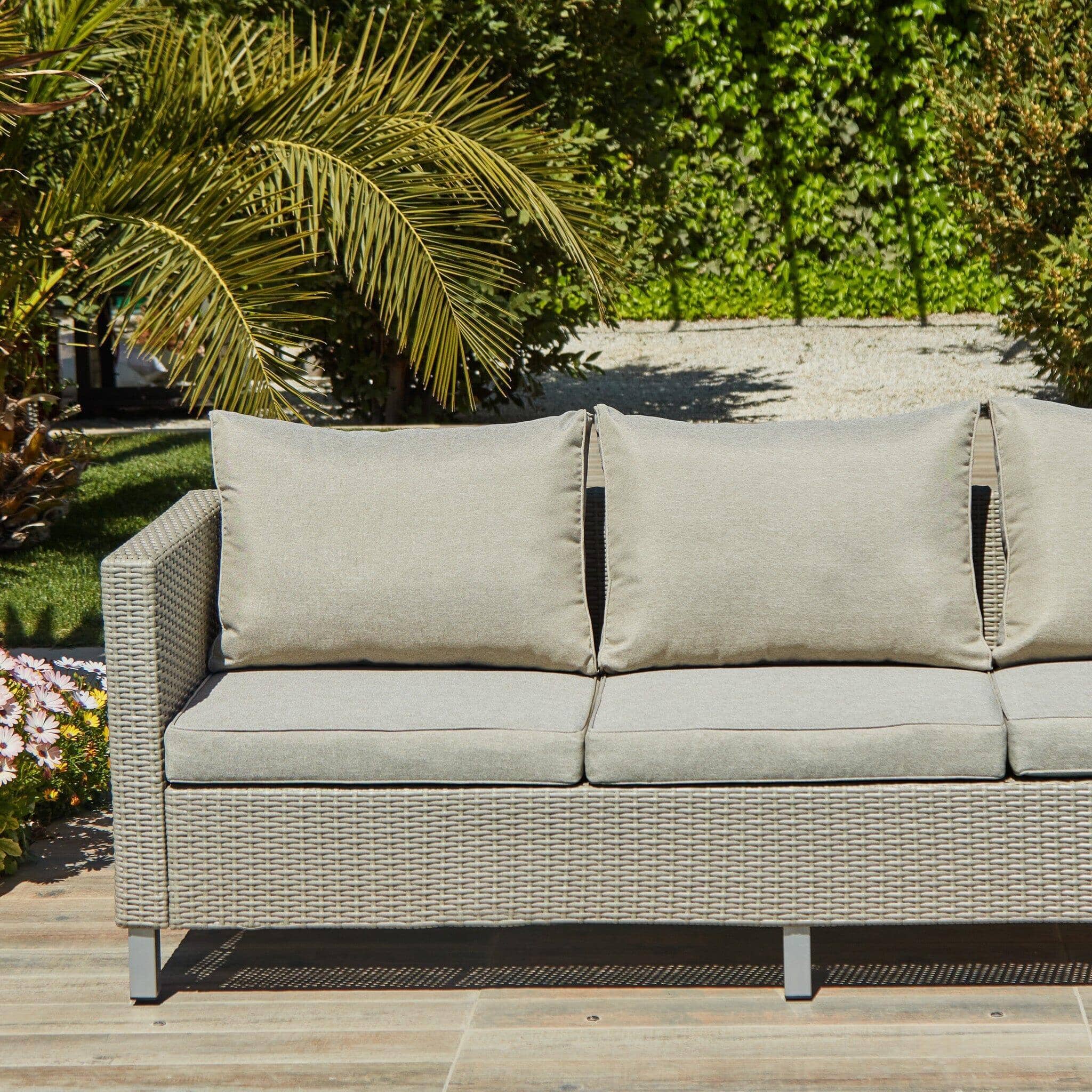 Outlet - Aria 3 Seater Rattan Garden Sofa - Light Grey - Image 2
