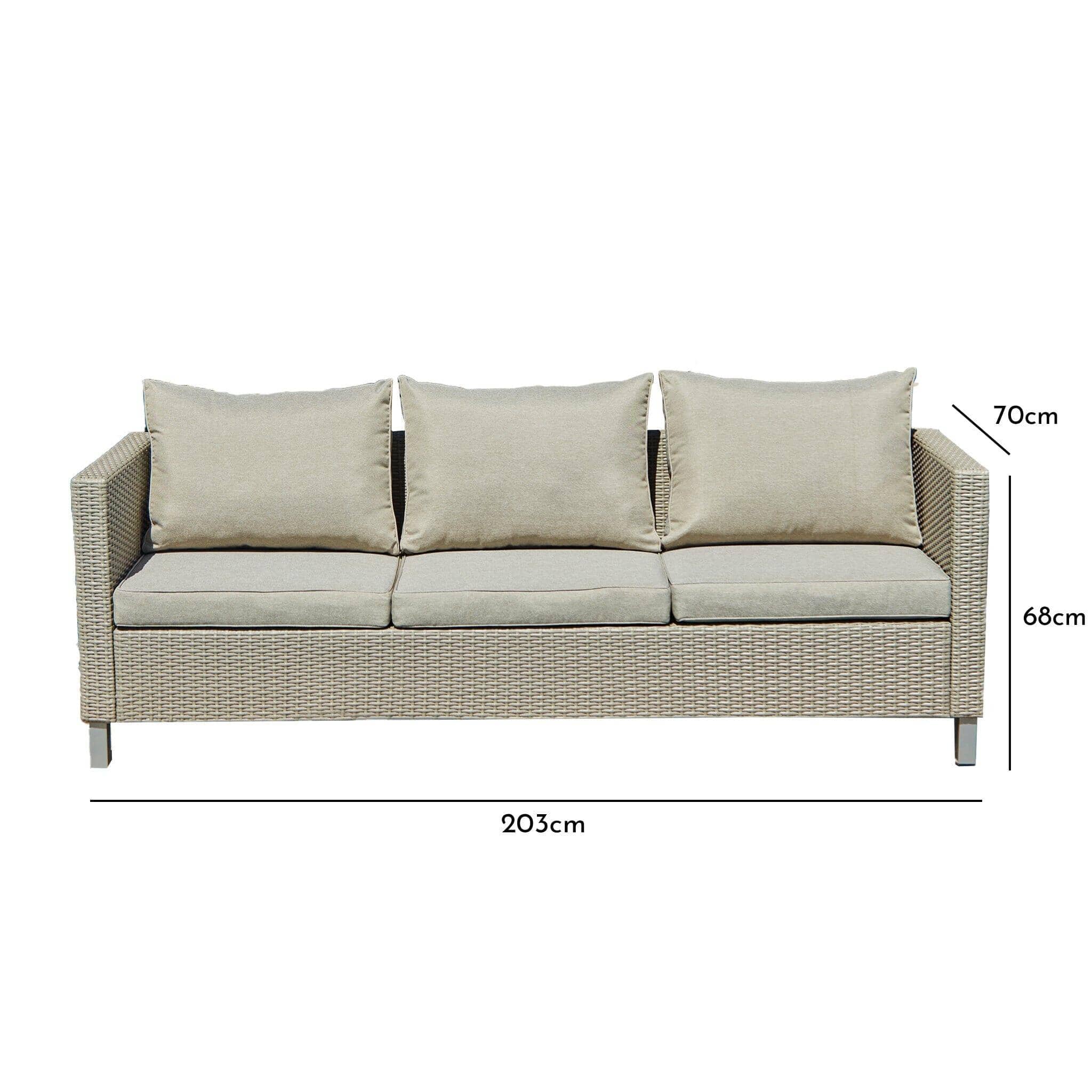Outlet - Aria 3 Seater Rattan Garden Sofa - Light Grey - Image 6