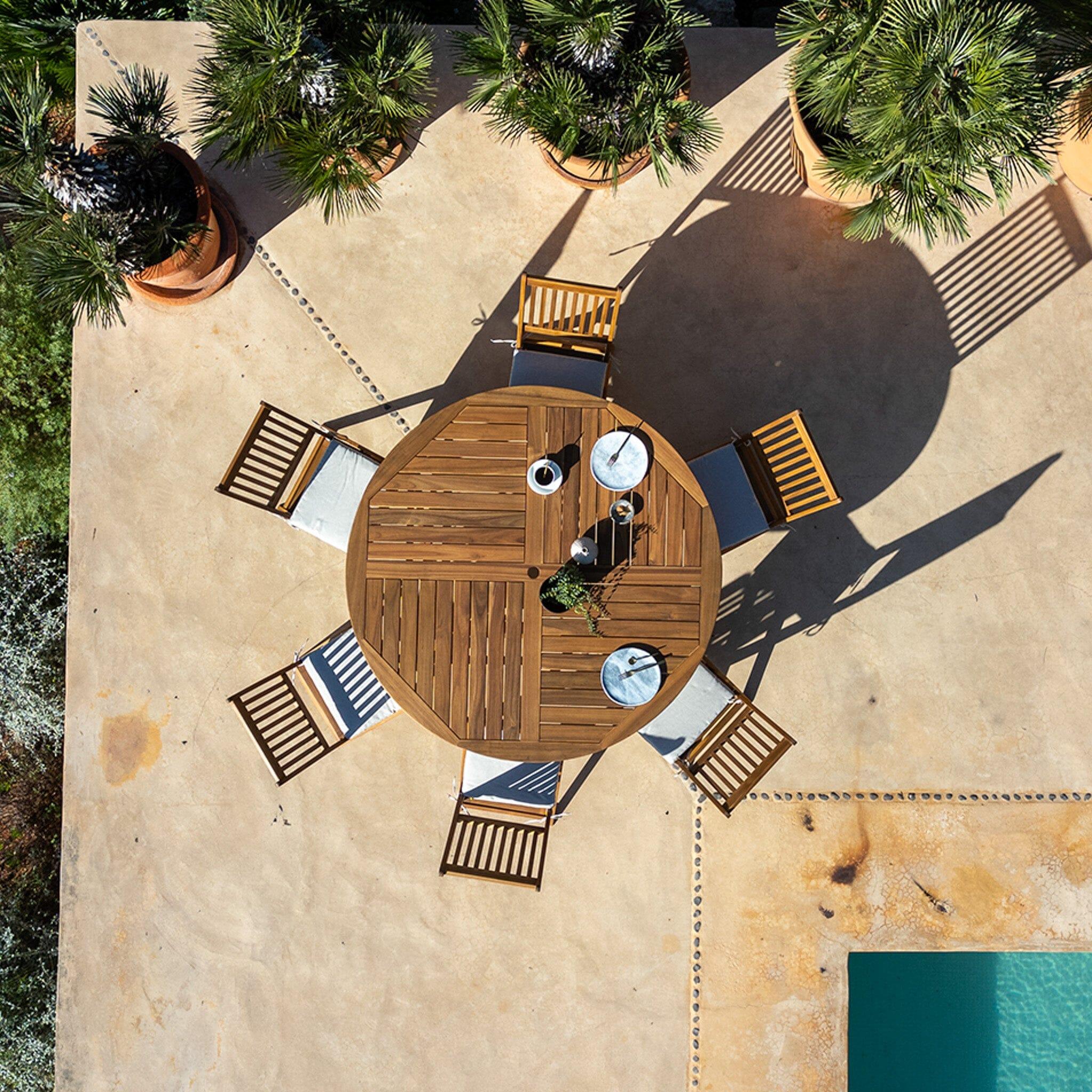 Outlet - Ashby 6 Seater Wooden Round Folding Garden Dining Table - 130cm - Image 8